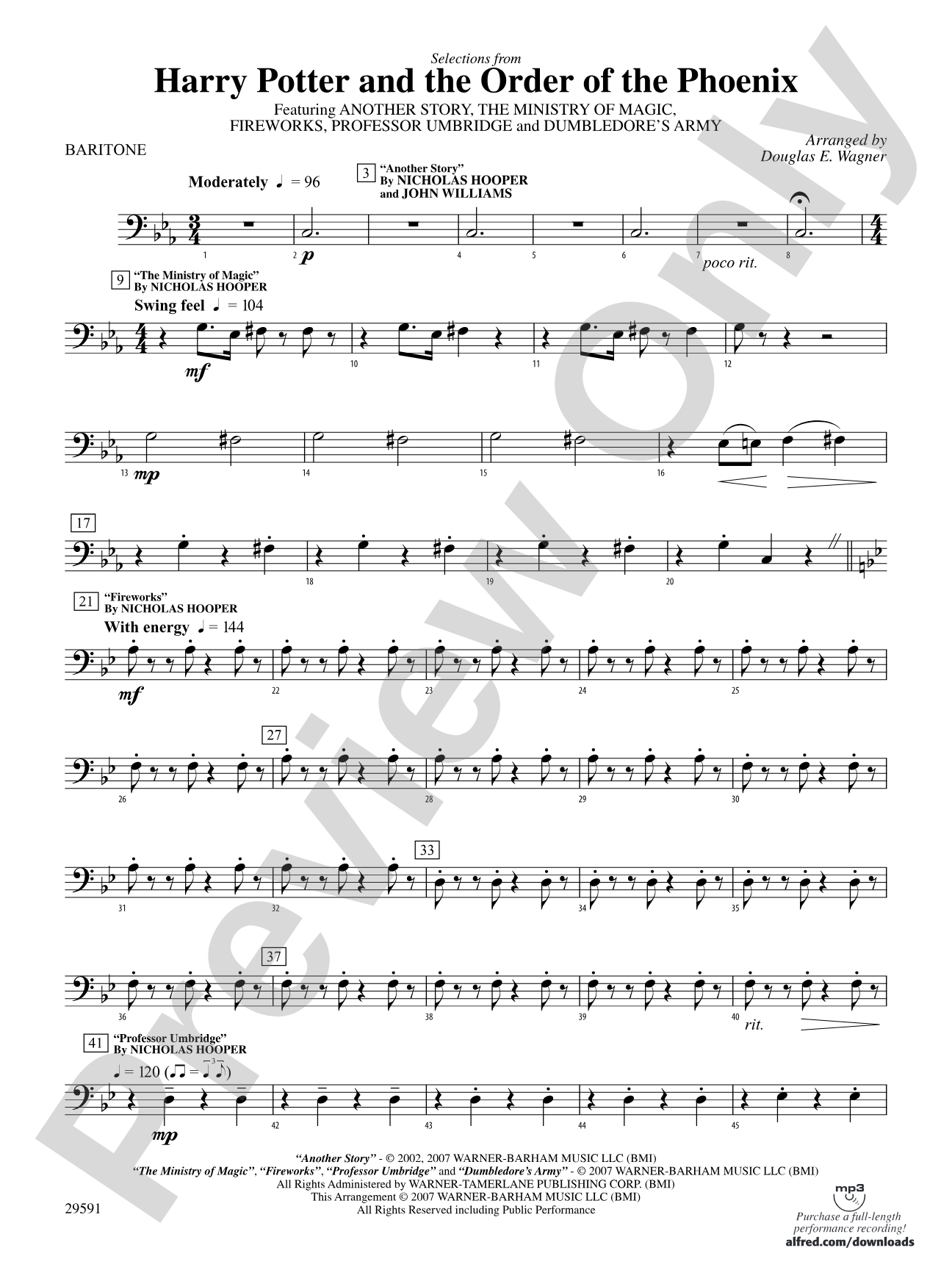 Harry Potter and the Order of the Phoenix, Selections From: Baritone B.C.