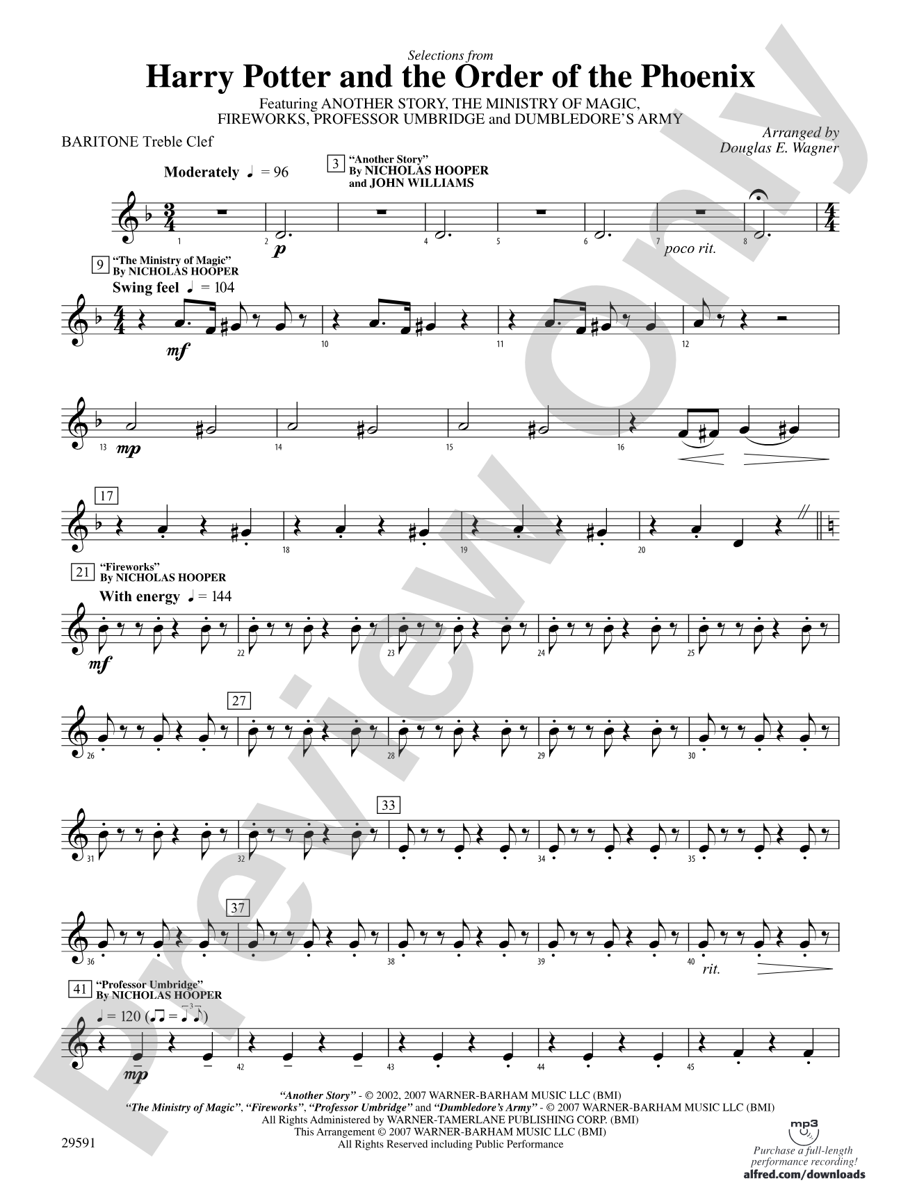 Harry Potter and the Order of the Phoenix, Selections From: Baritone T.C.