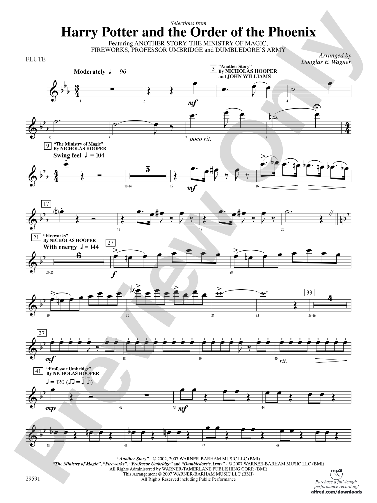 Harry Potter and the Order of the Phoenix, Selections From: Flute