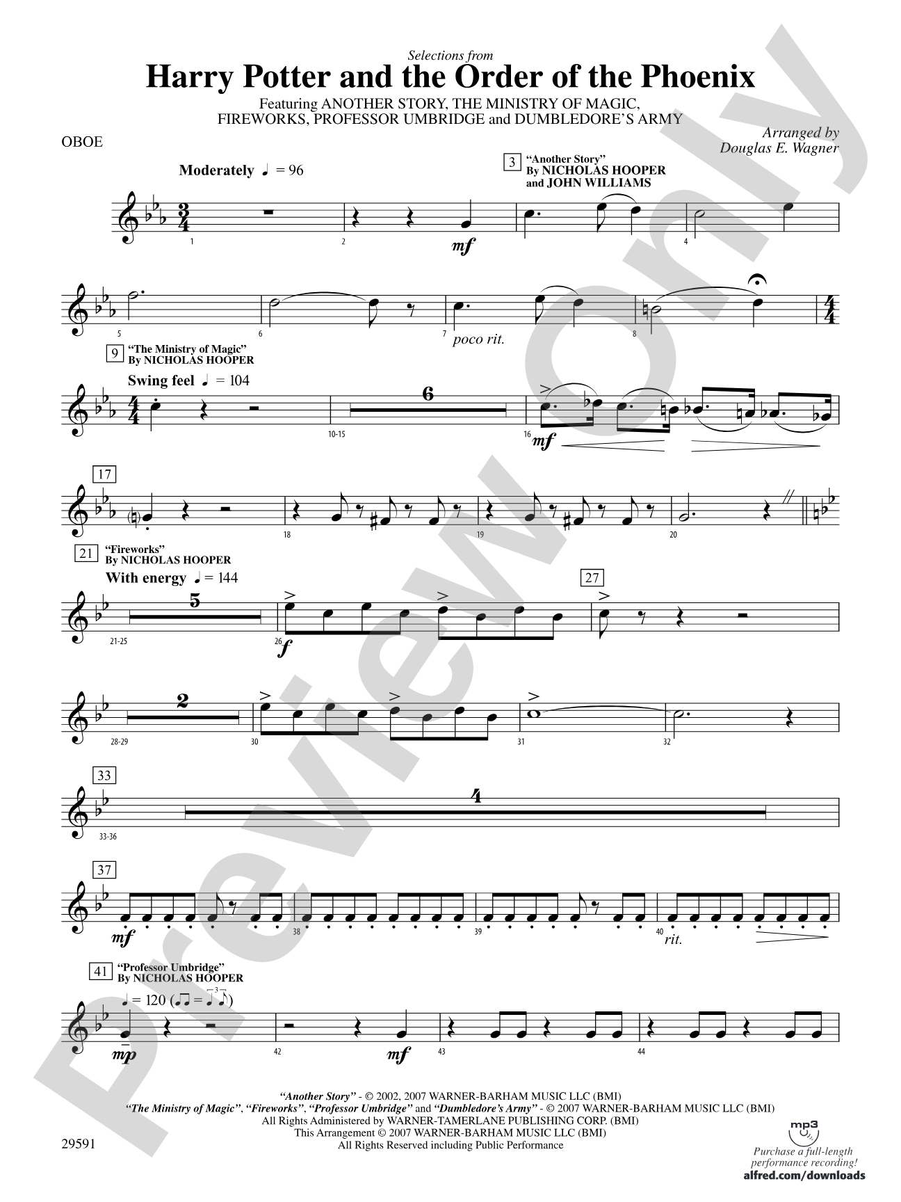 Harry Potter and the Order of the Phoenix, Selections From: Oboe