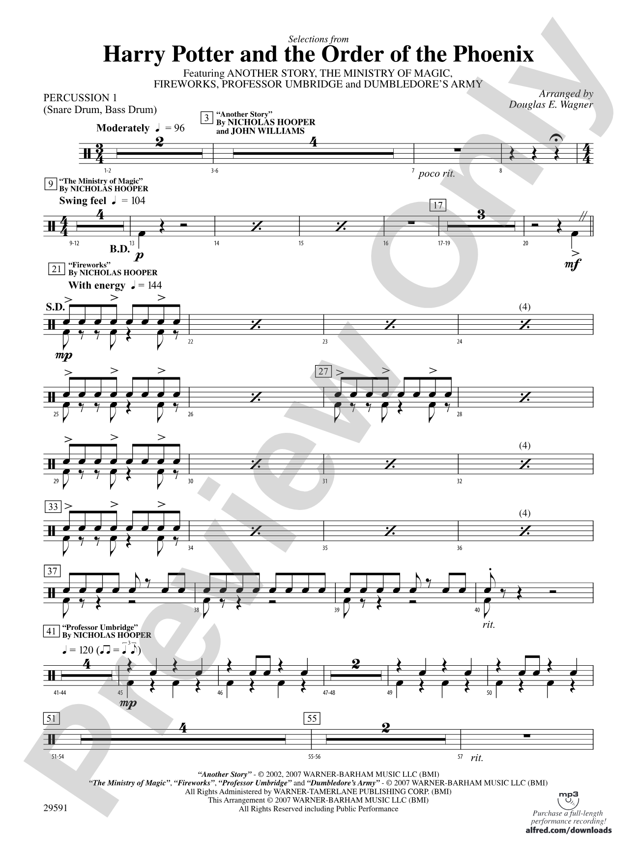 Harry Potter and the Order of the Phoenix, Selections From: 1st Percussion