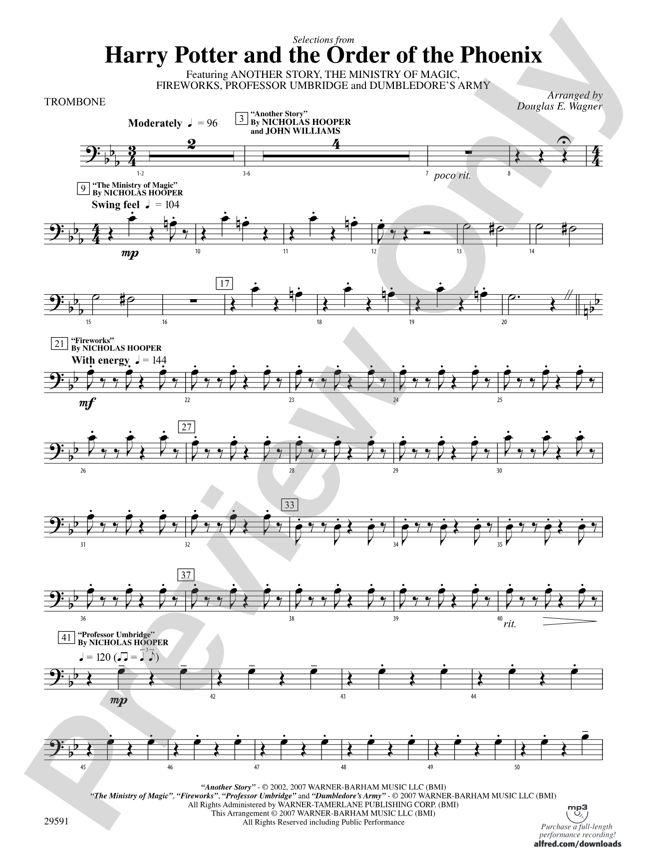 Harry Potter and the Order of the Phoenix, Selections From: 1st Trombone