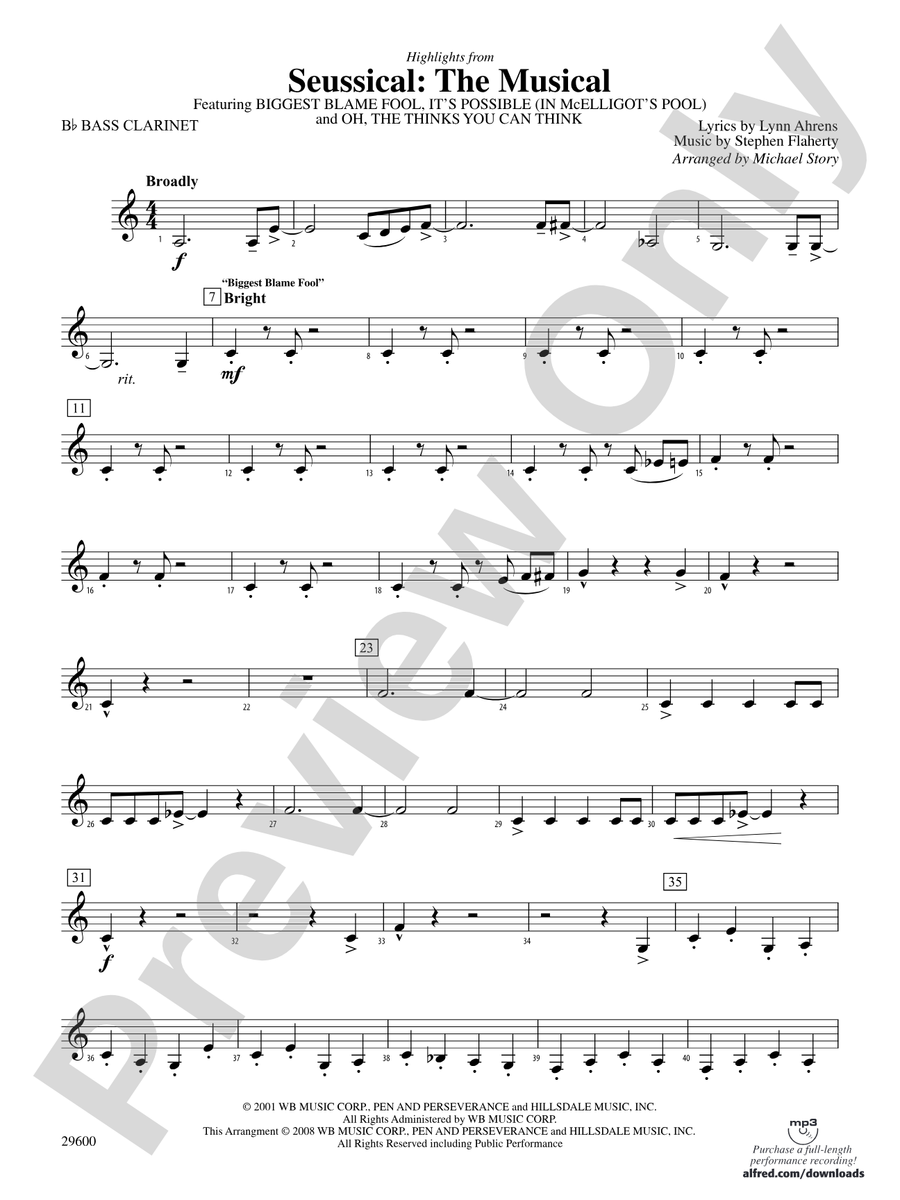Seussical: The Musical: B-flat Bass Clarinet