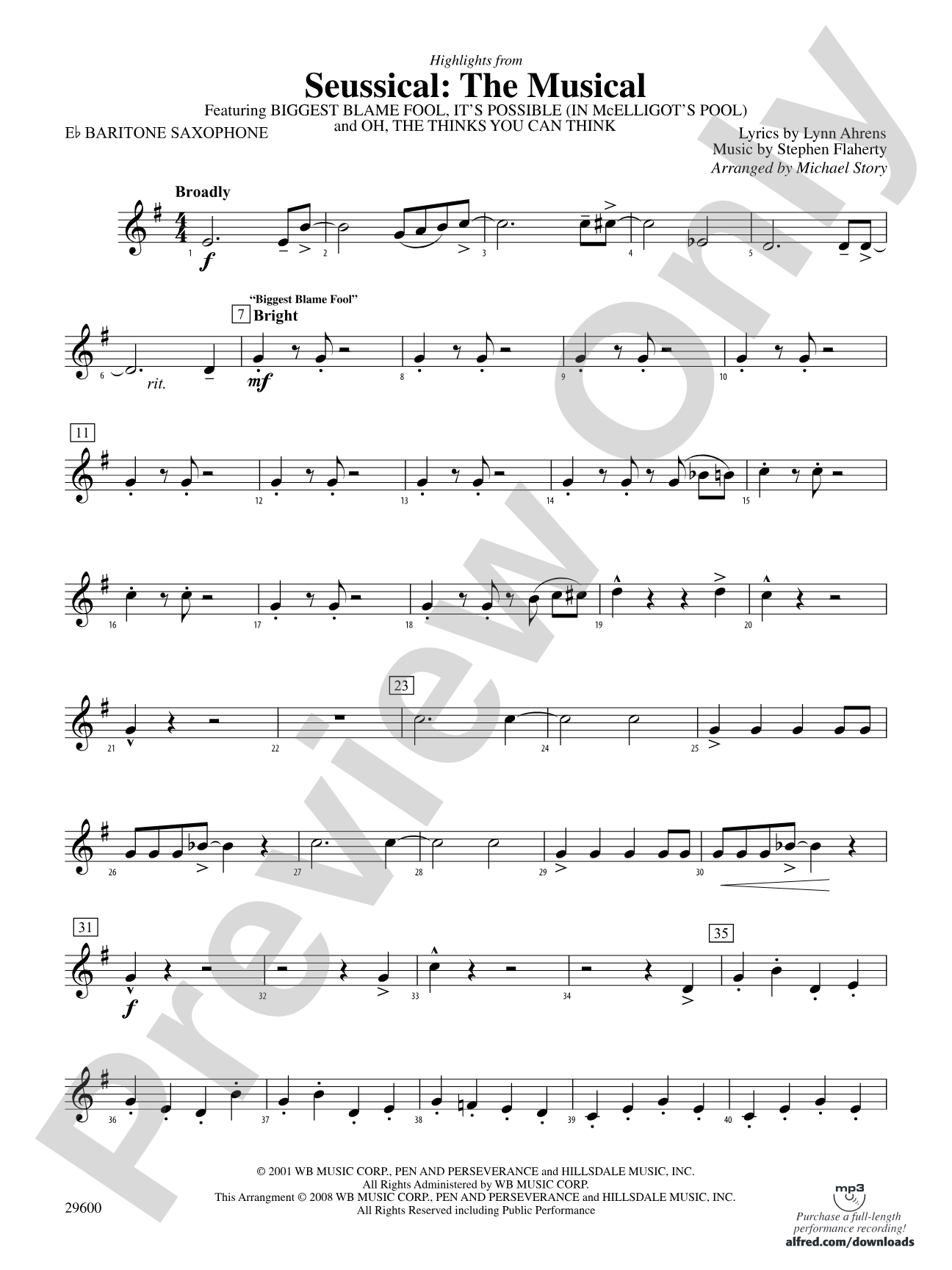 Seussical: The Musical: E-flat Baritone Saxophone