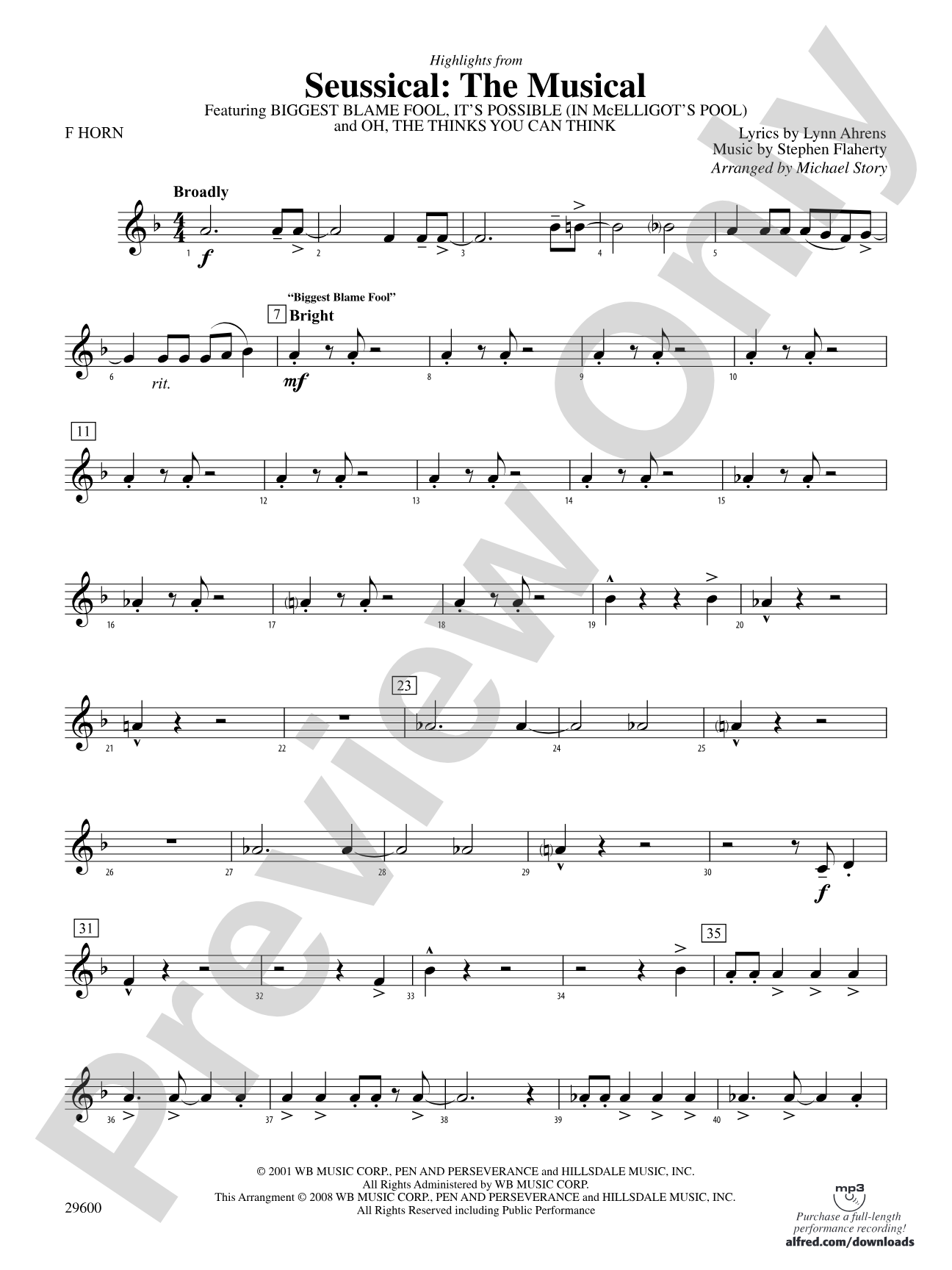 Seussical: The Musical: 1st F Horn