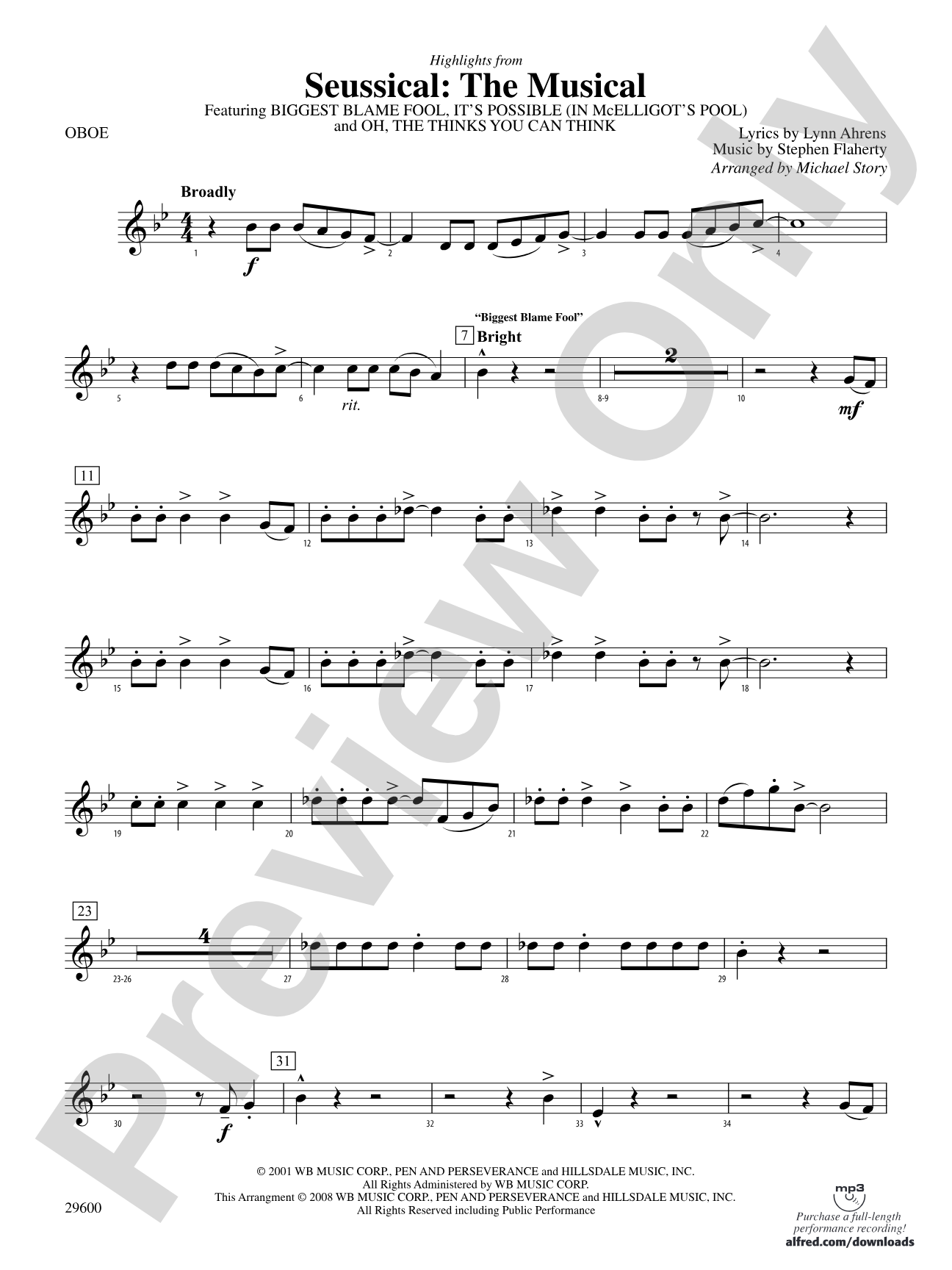 Seussical: The Musical: Oboe