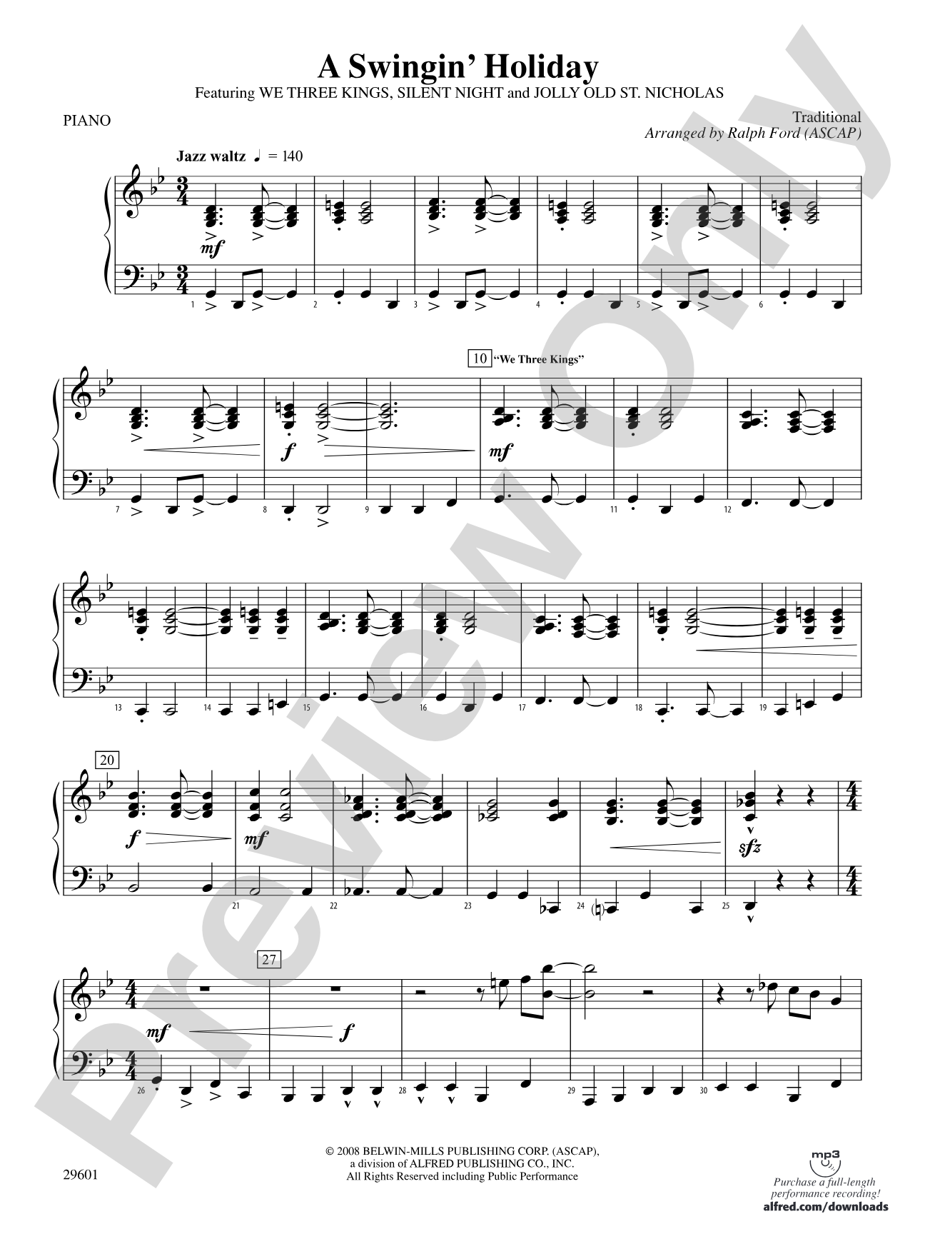 A Swingin' Holiday: Piano Accompaniment