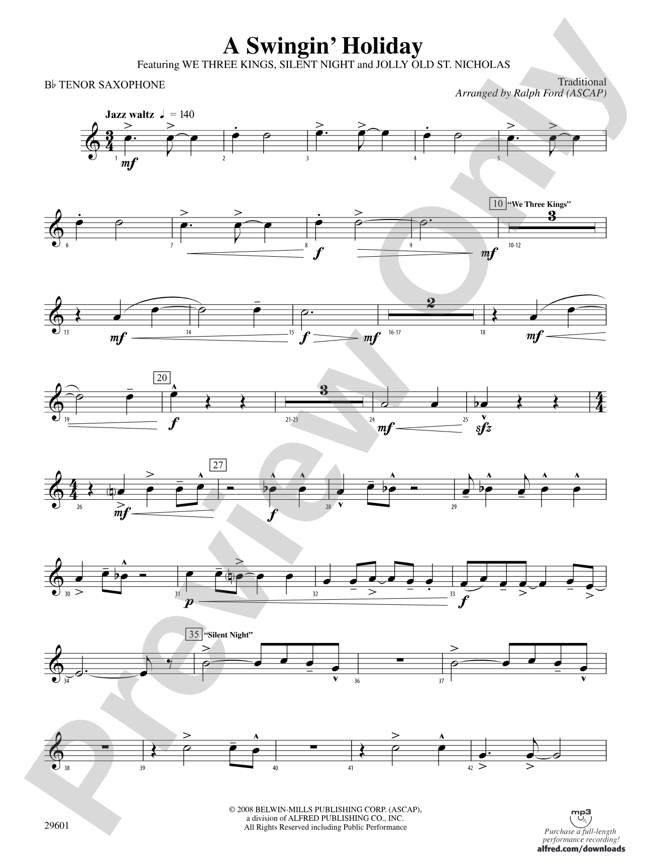 A Swingin' Holiday: B-flat Tenor Saxophone