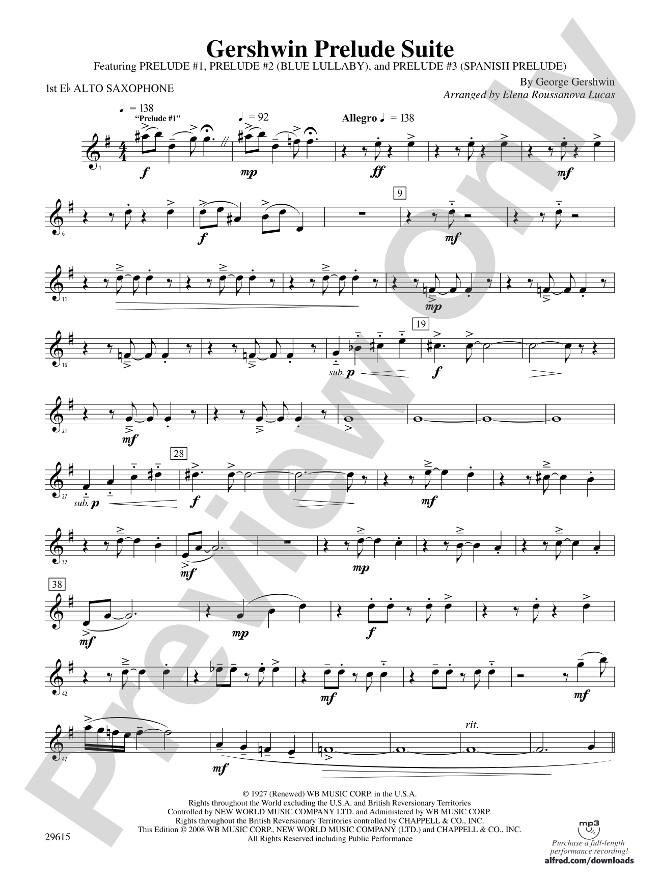 Gershwin Prelude Suite: E-flat Alto Saxophone