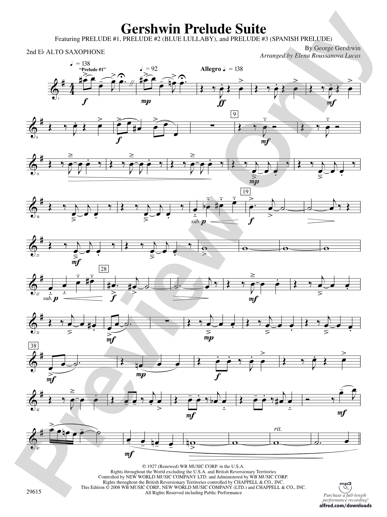 Gershwin Prelude Suite: 2nd E-flat Alto Saxophone