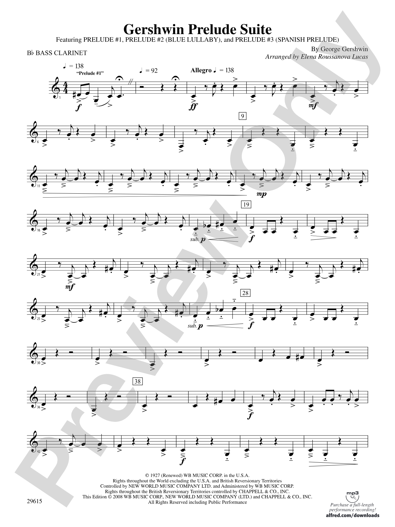 Gershwin Prelude Suite: B-flat Bass Clarinet