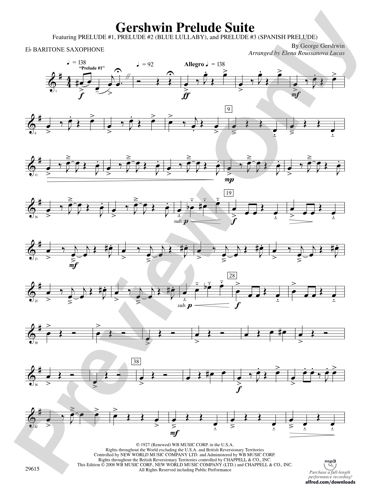 Gershwin Prelude Suite: E-flat Baritone Saxophone