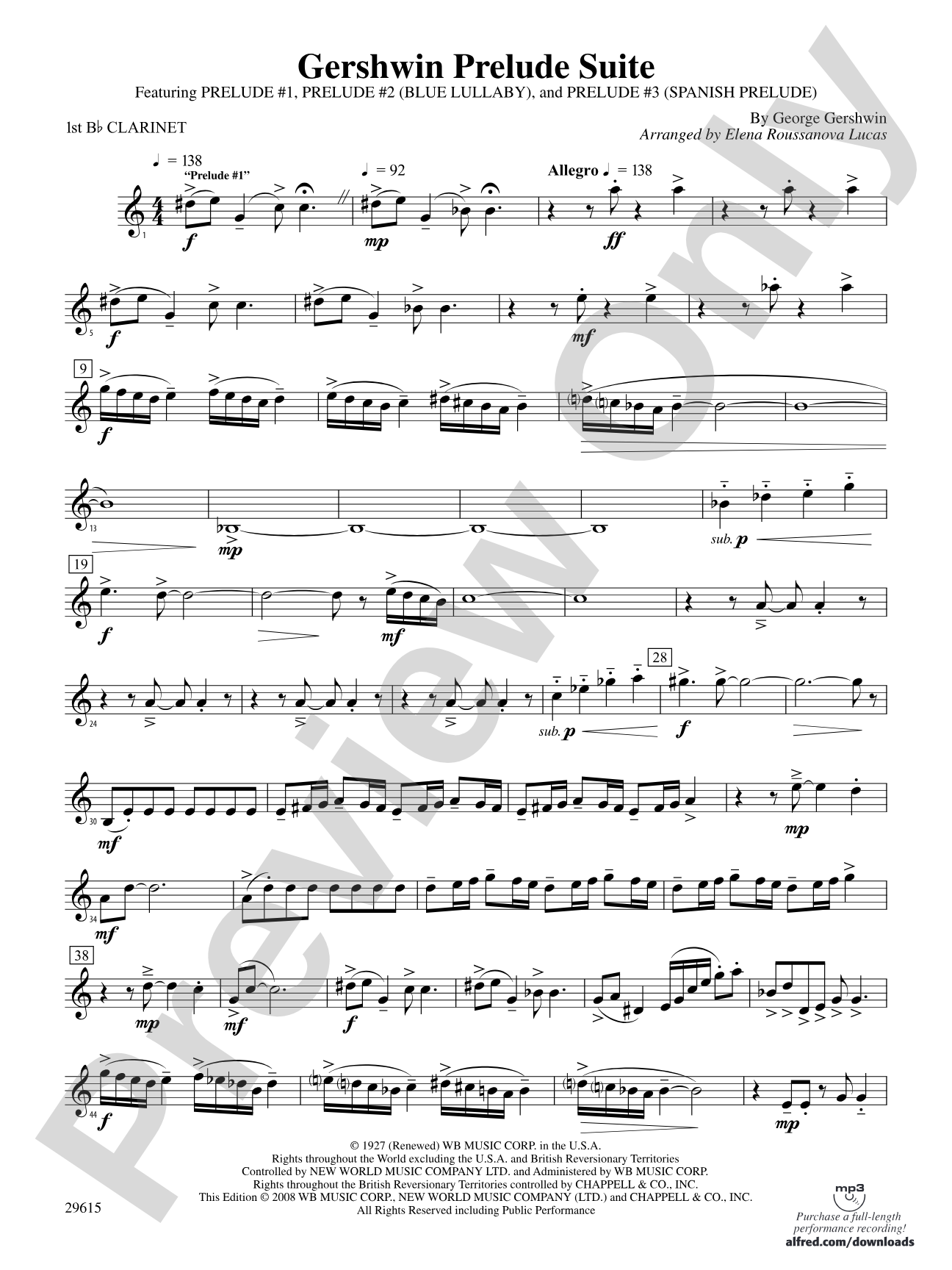 Gershwin Prelude Suite: 1st B-flat Clarinet