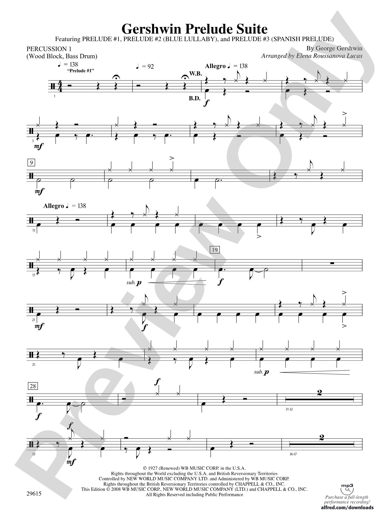 Gershwin Prelude Suite: 1st Percussion
