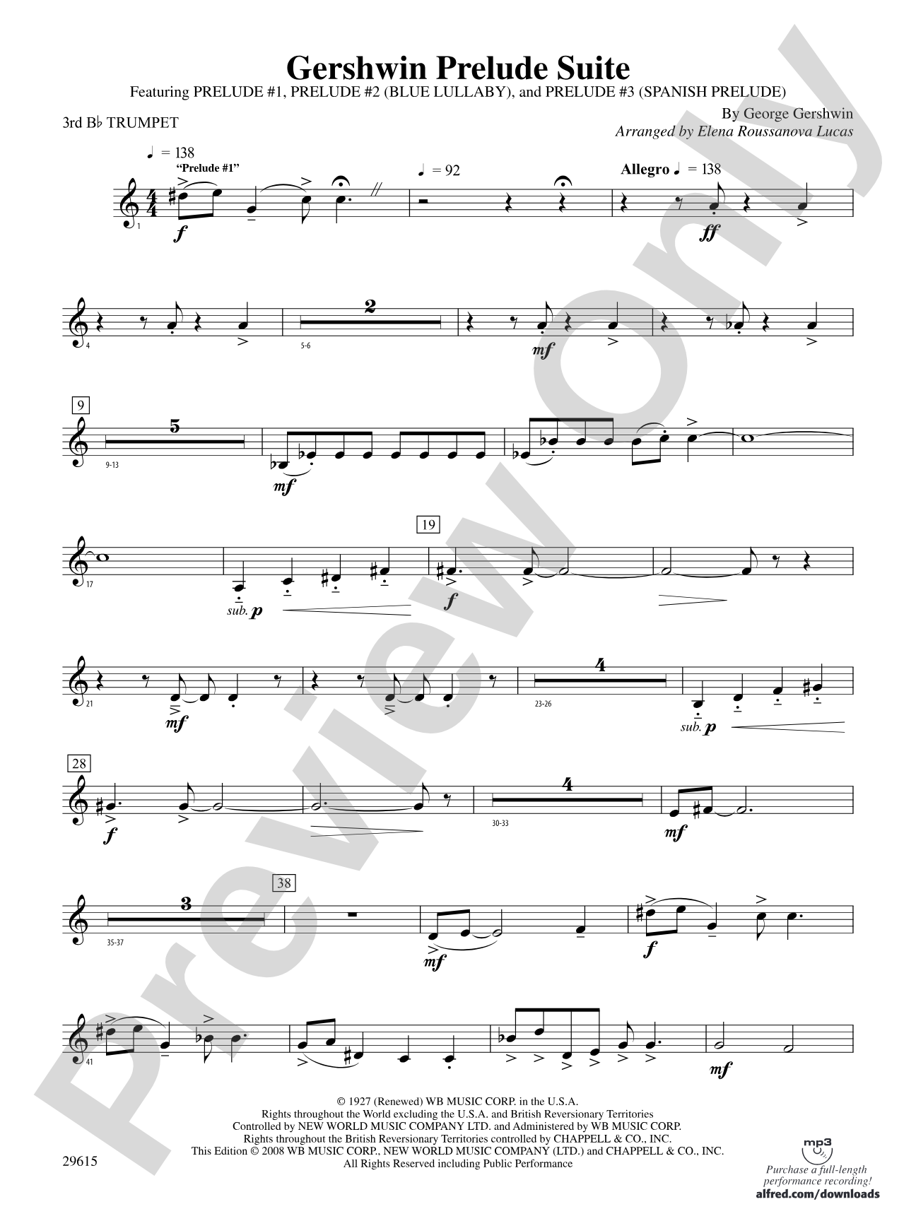 Gershwin Prelude Suite: 3rd B-flat Trumpet