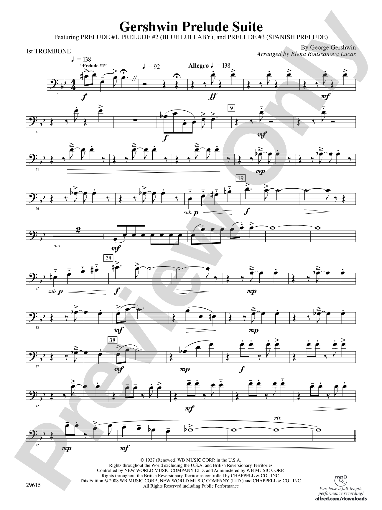 Gershwin Prelude Suite: 1st Trombone
