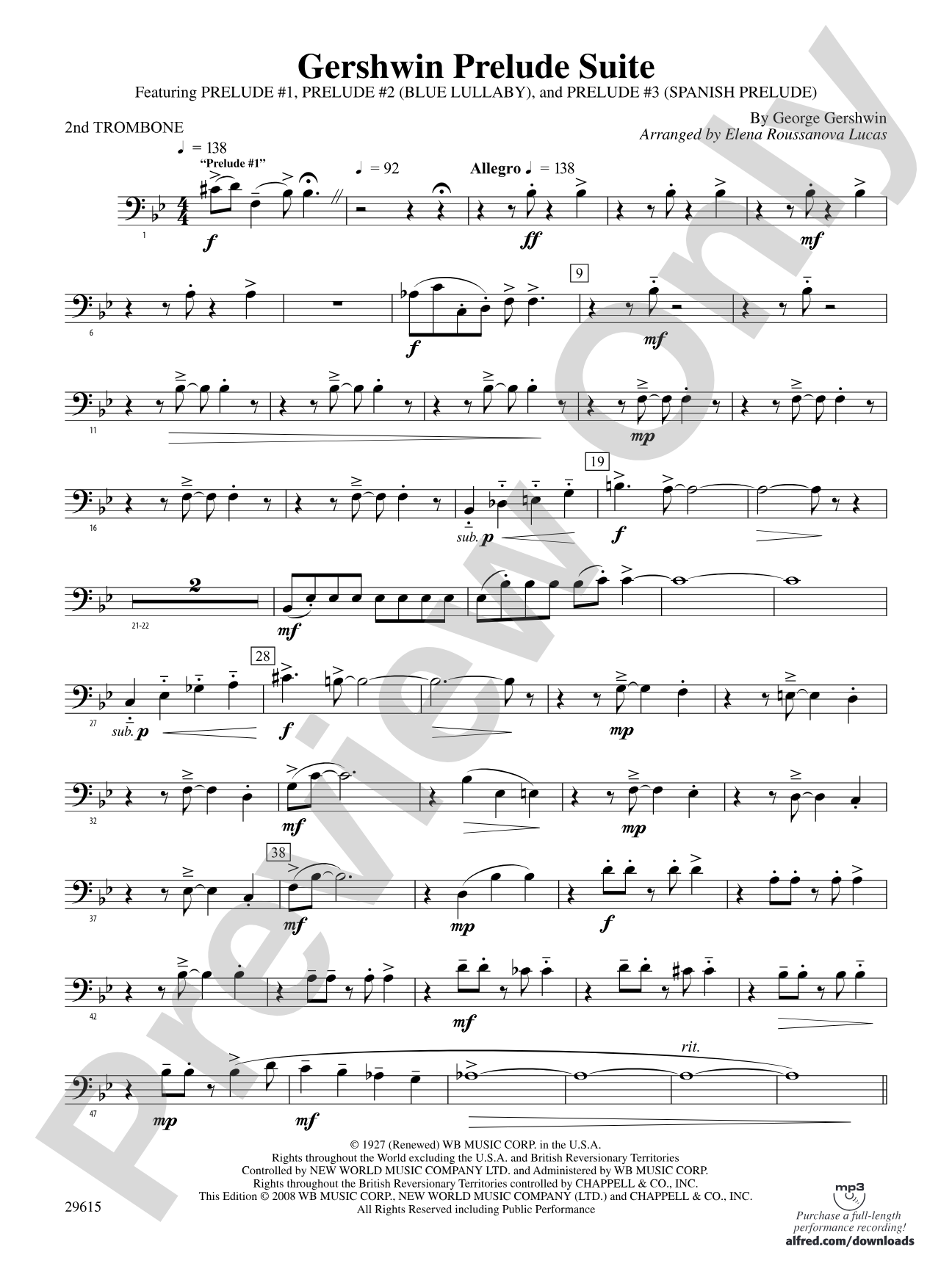 Gershwin Prelude Suite: 2nd Trombone