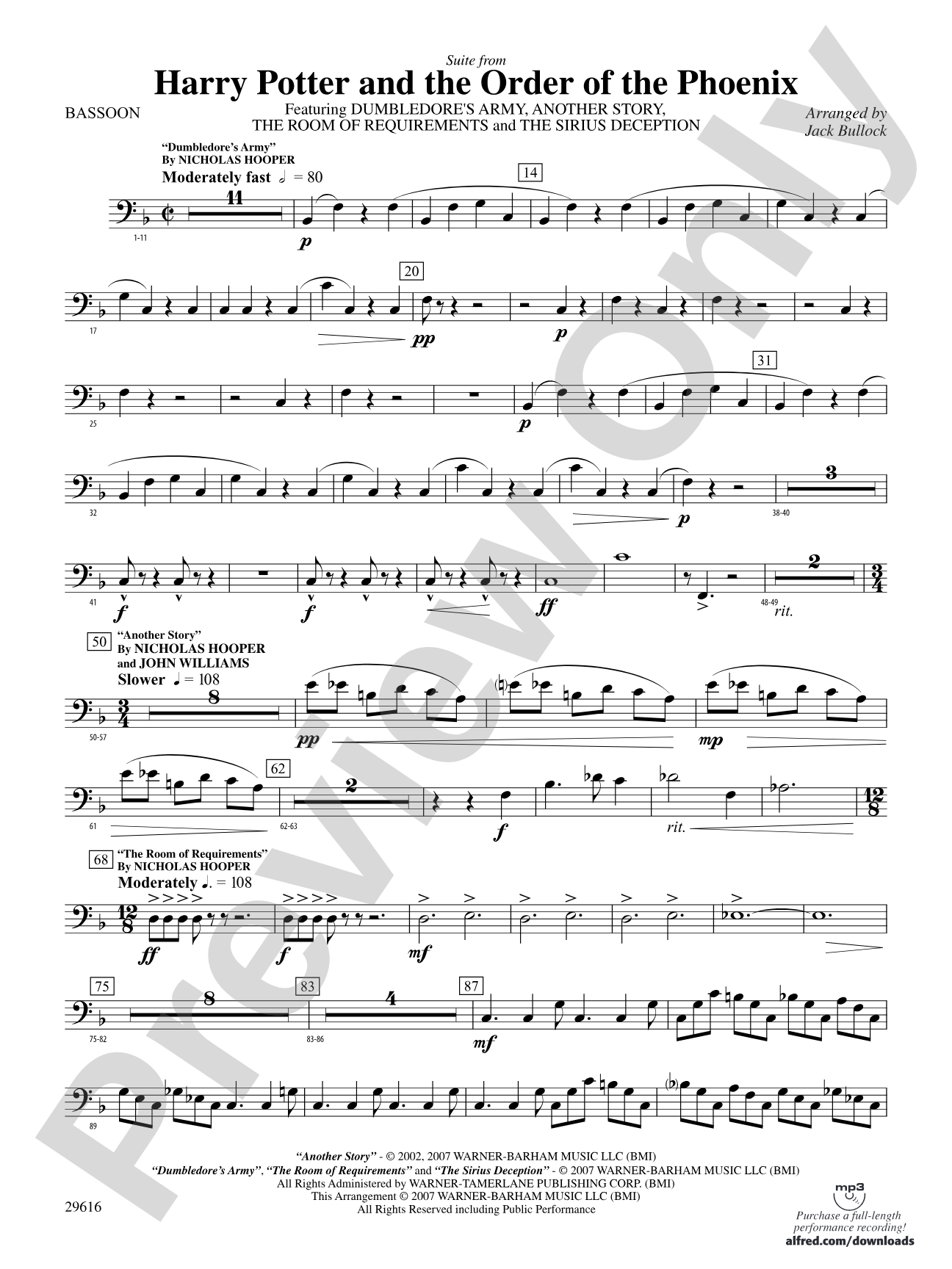 Harry Potter and the Order of the Phoenix, Suite from: Bassoon