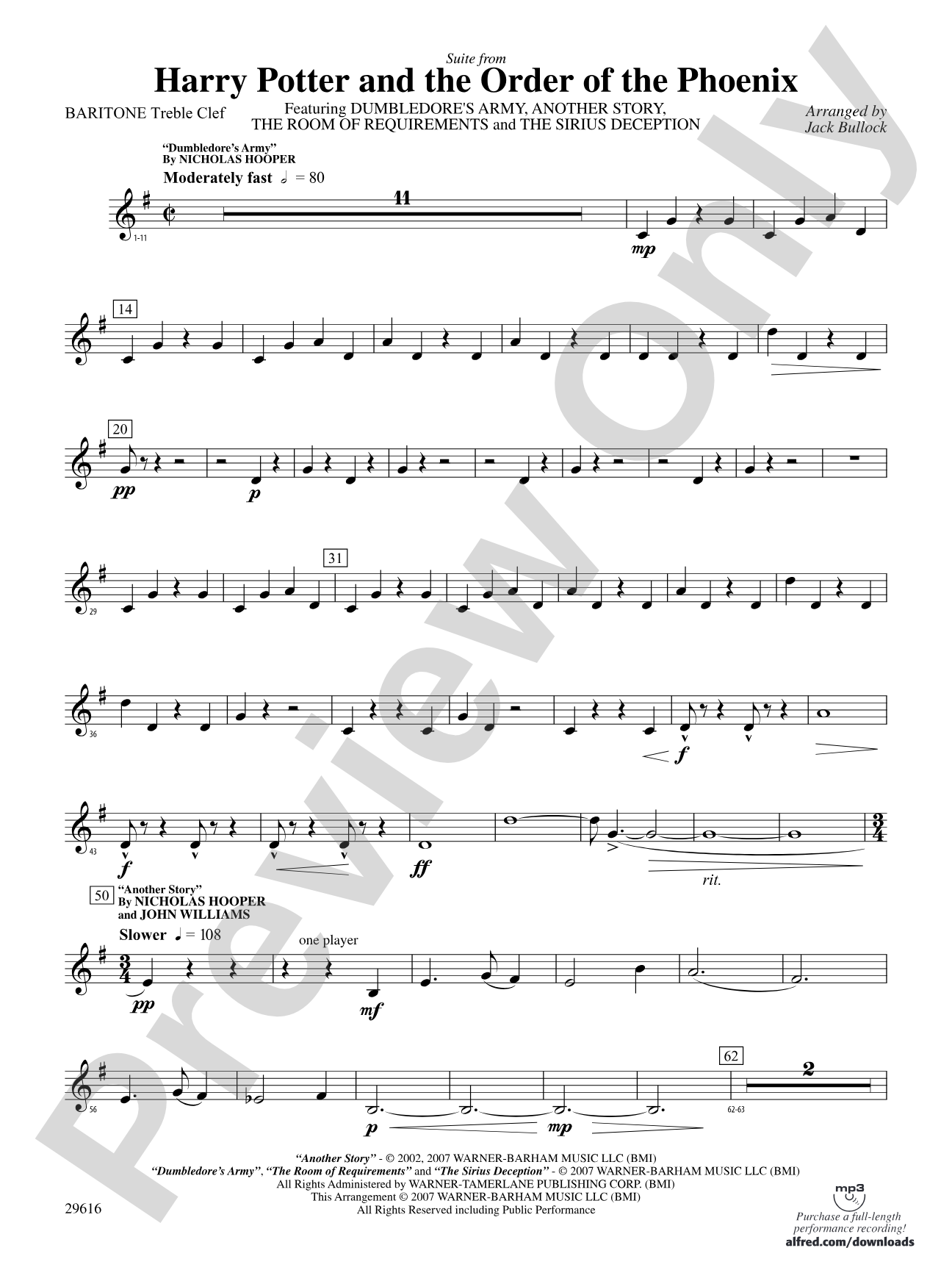 Harry Potter and the Order of the Phoenix, Suite from: Baritone T.C.