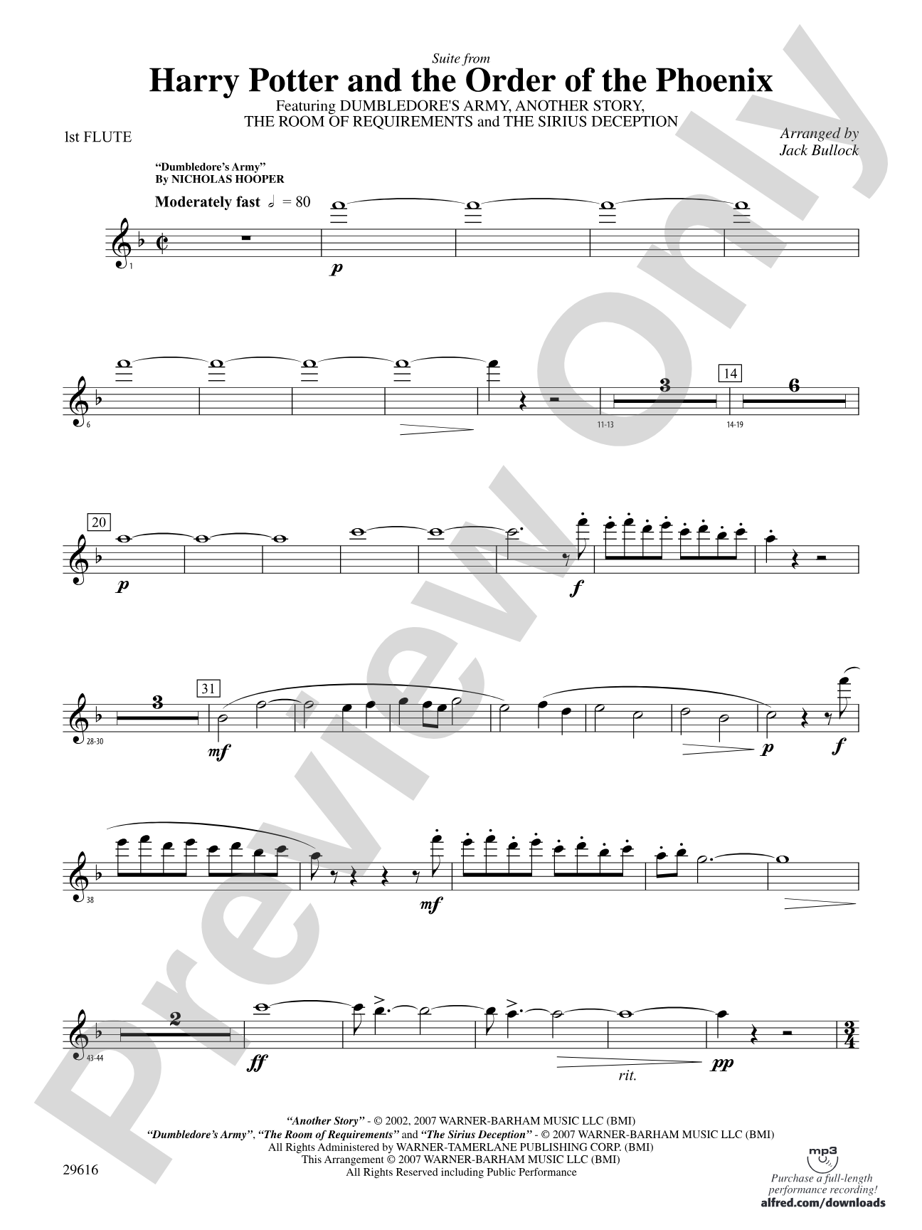 Harry Potter and the Order of the Phoenix, Suite from: Flute
