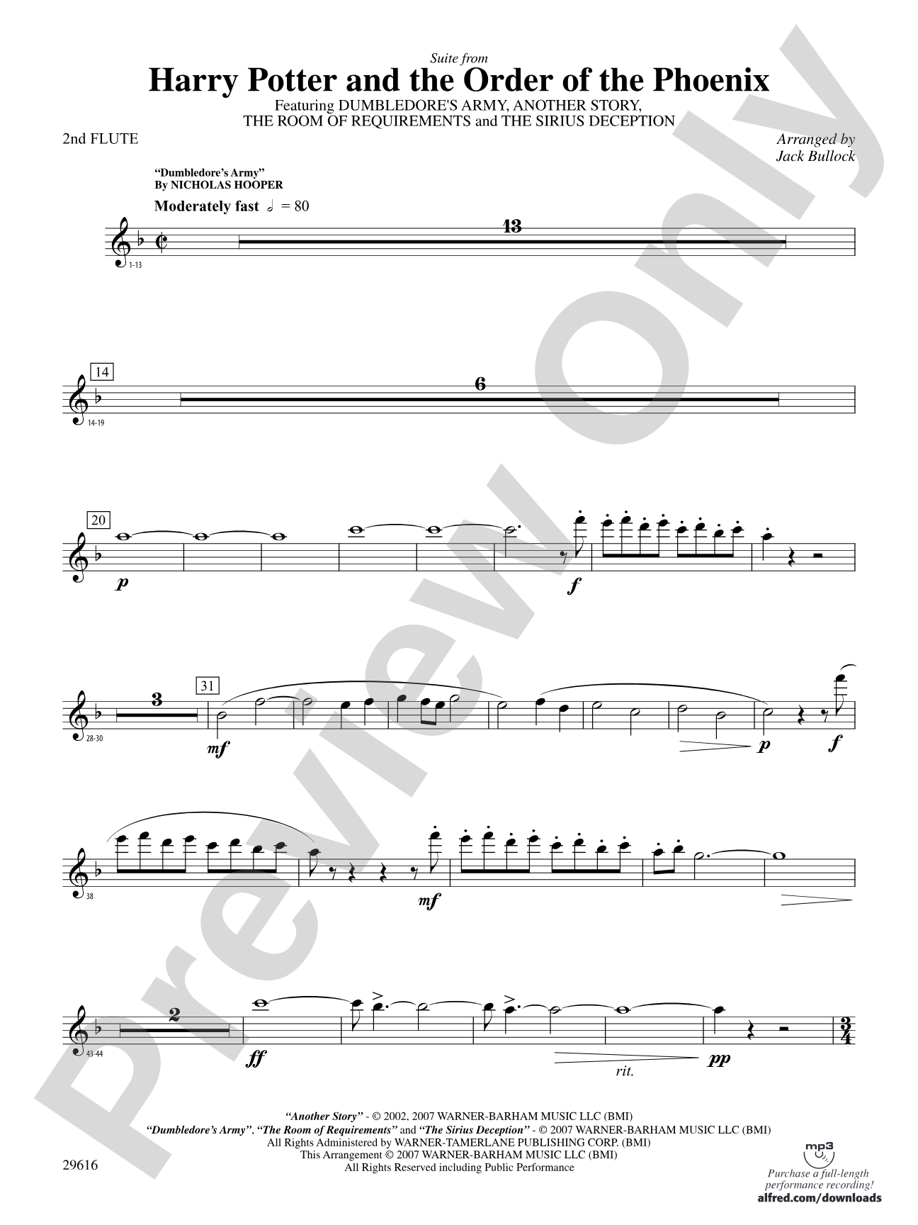 Harry Potter and the Order of the Phoenix, Suite from: 2nd Flute