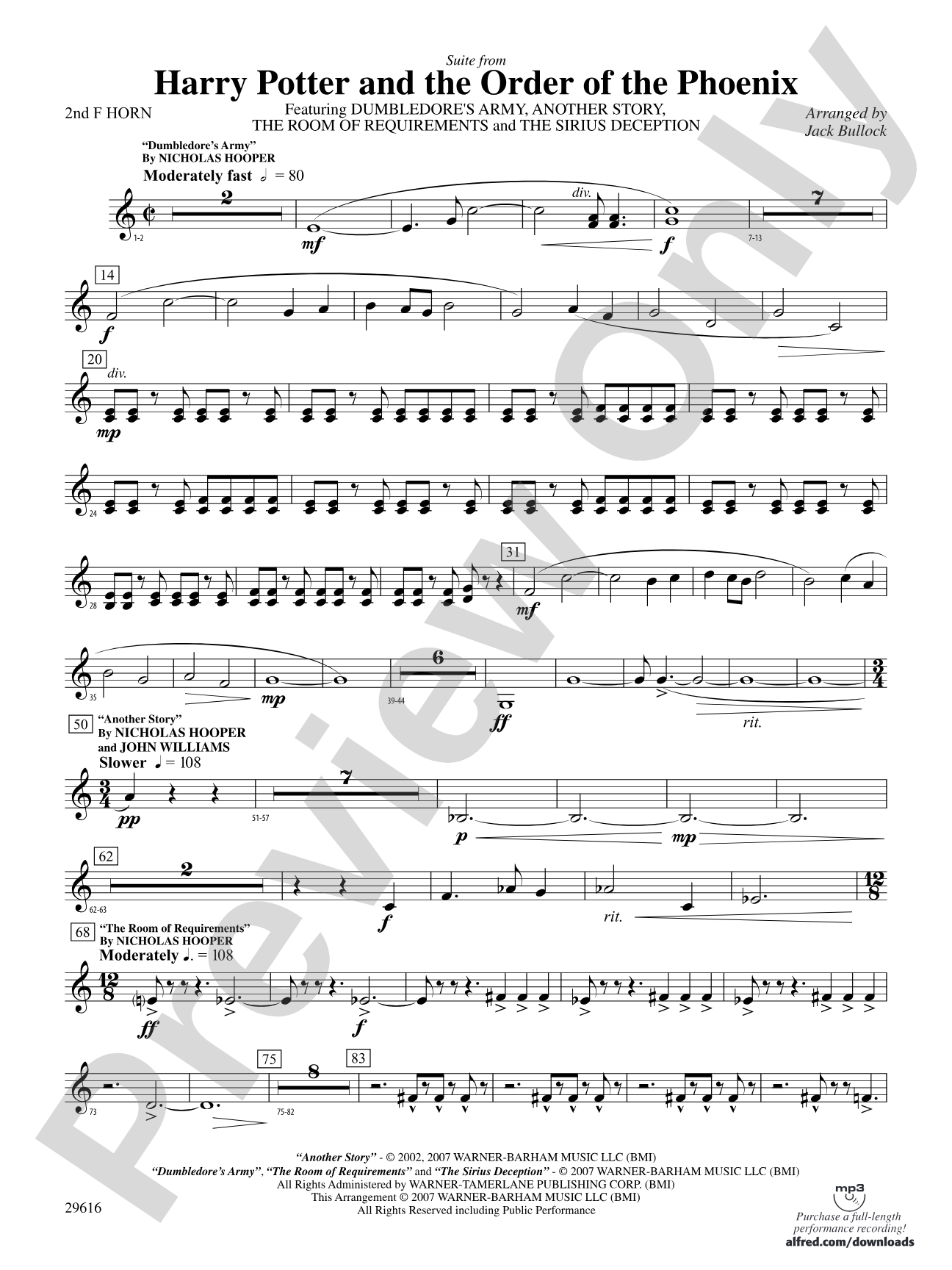 Harry Potter and the Order of the Phoenix, Suite from: 2nd F Horn