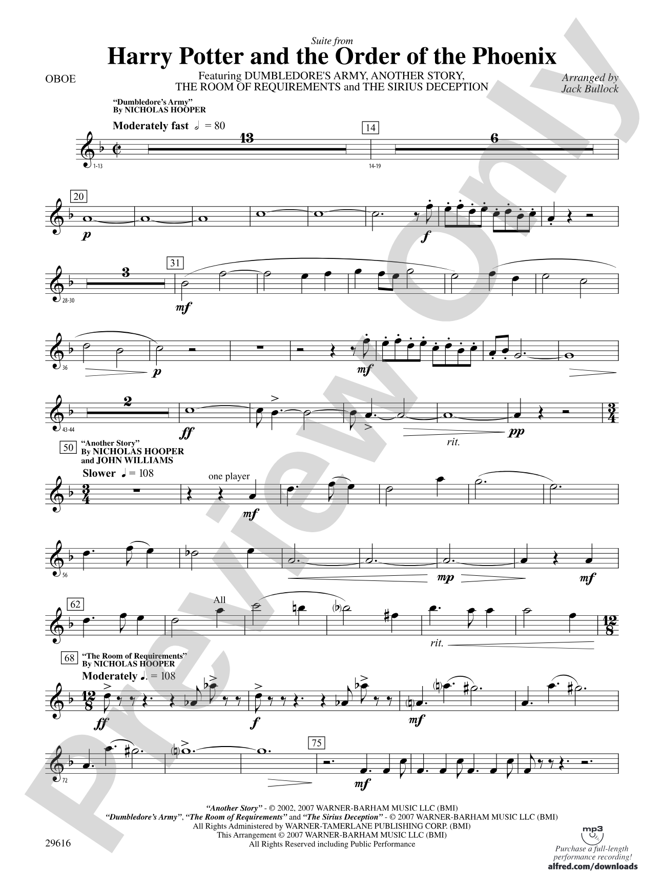 Harry Potter and the Order of the Phoenix, Suite from: Oboe