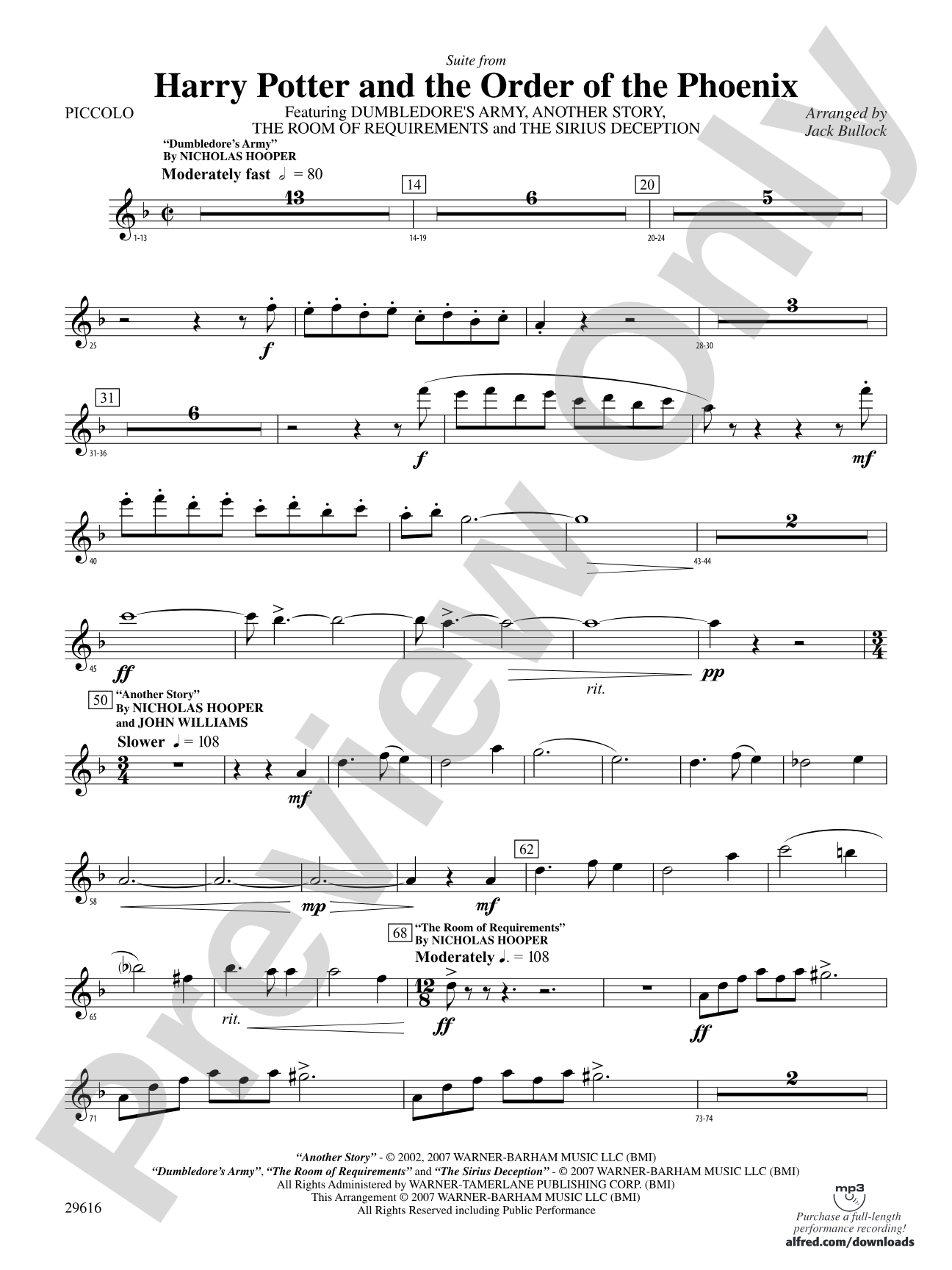 Harry Potter and the Order of the Phoenix, Suite from: Piccolo
