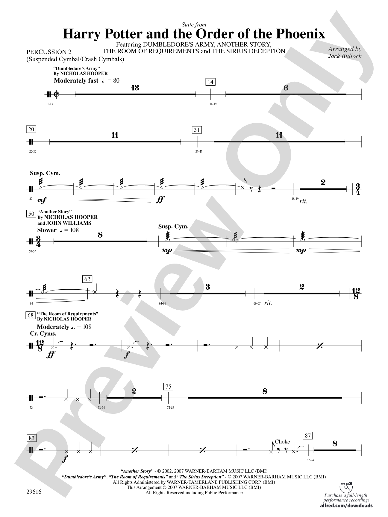 Harry Potter and the Order of the Phoenix, Suite from: 2nd Percussion