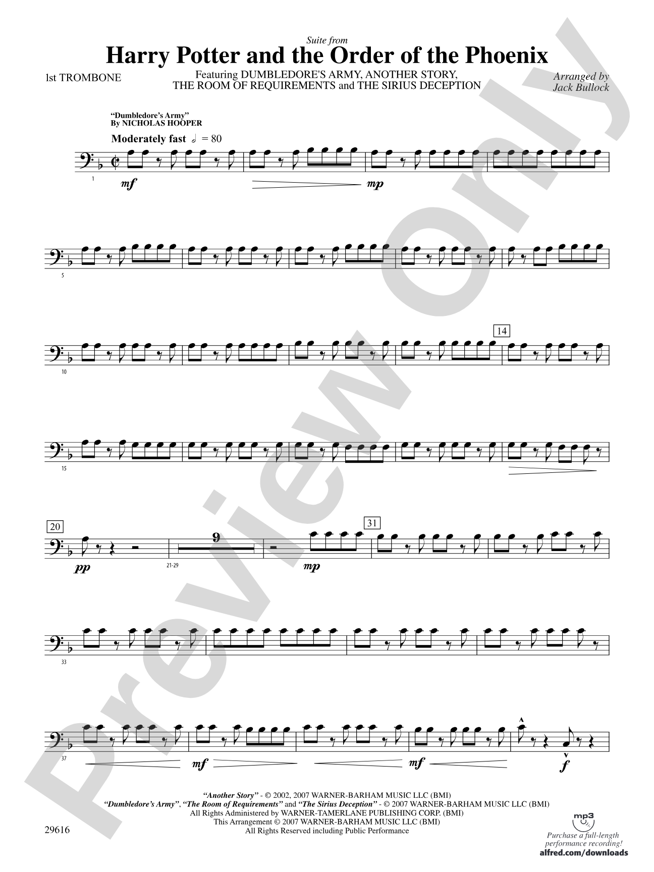 Harry Potter and the Order of the Phoenix, Suite from: 1st Trombone