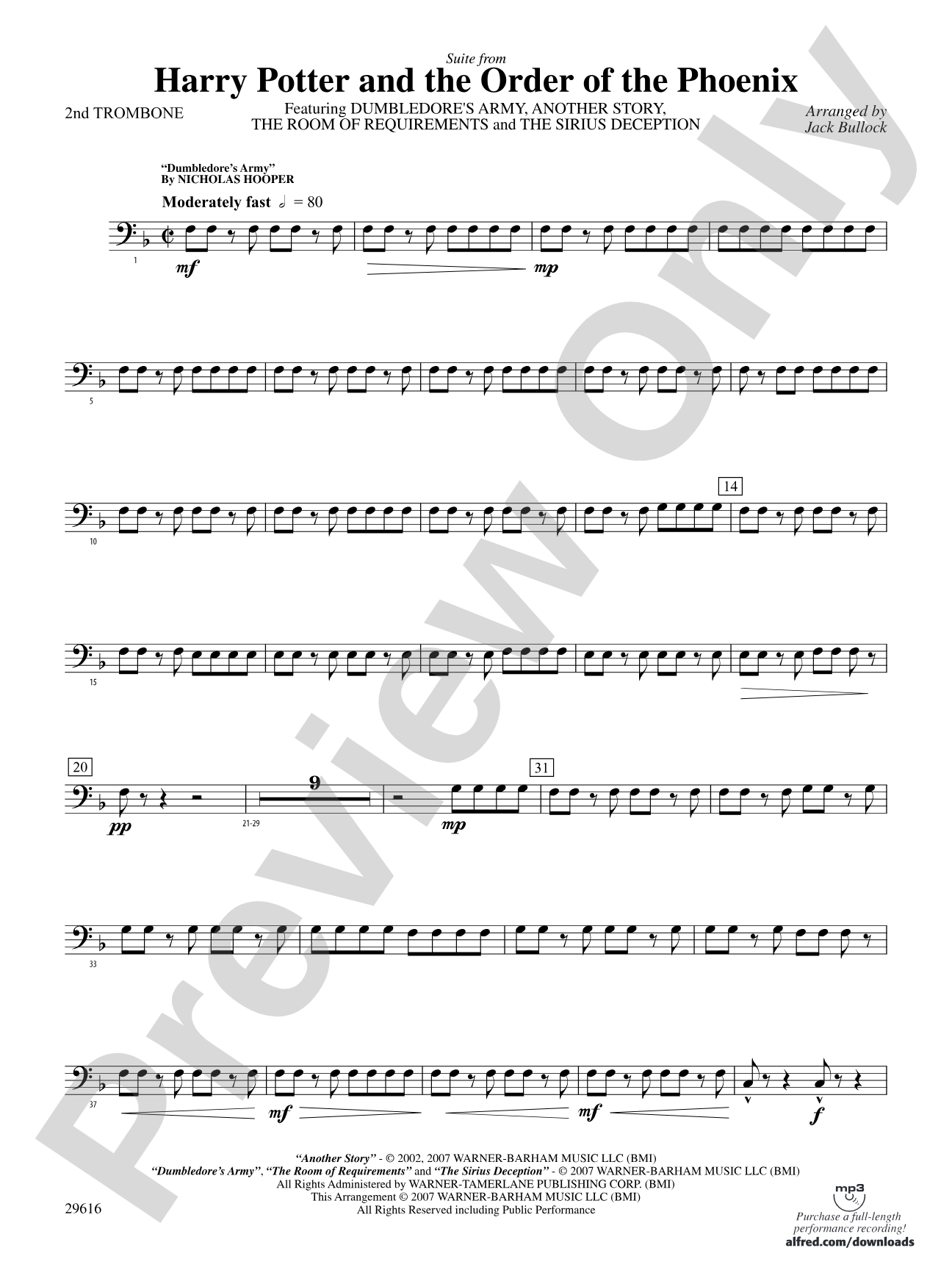 Harry Potter and the Order of the Phoenix, Suite from: 2nd Trombone
