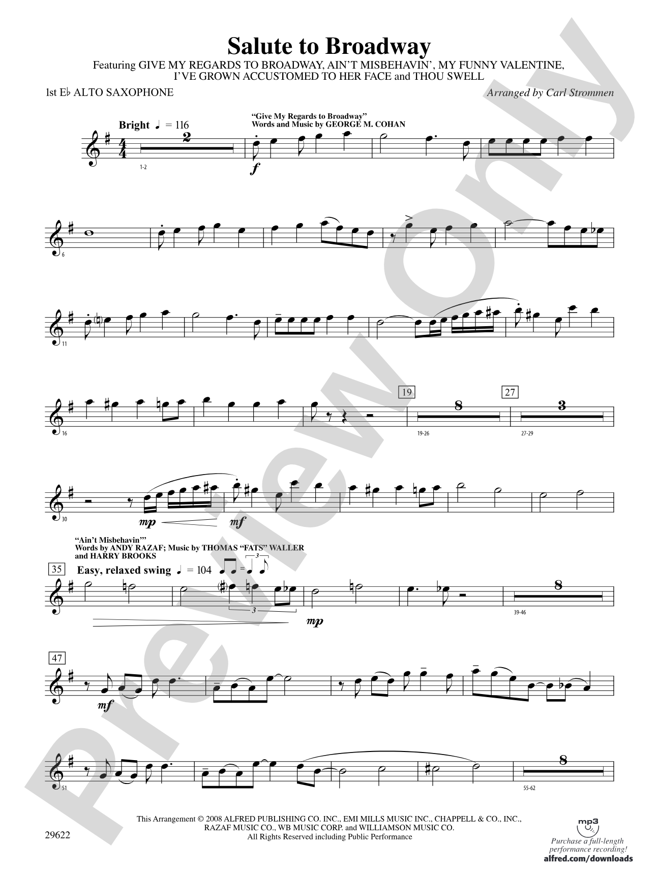 Salute to Broadway: E-flat Alto Saxophone