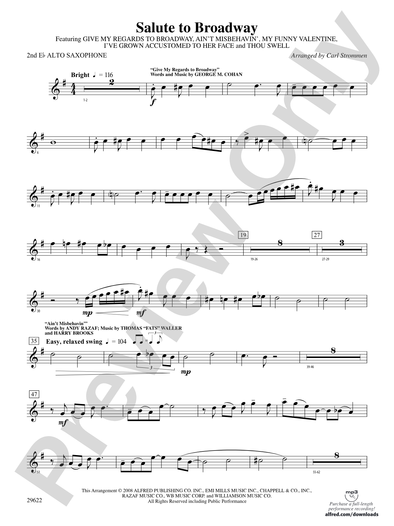 Salute to Broadway: 2nd E-flat Alto Saxophone