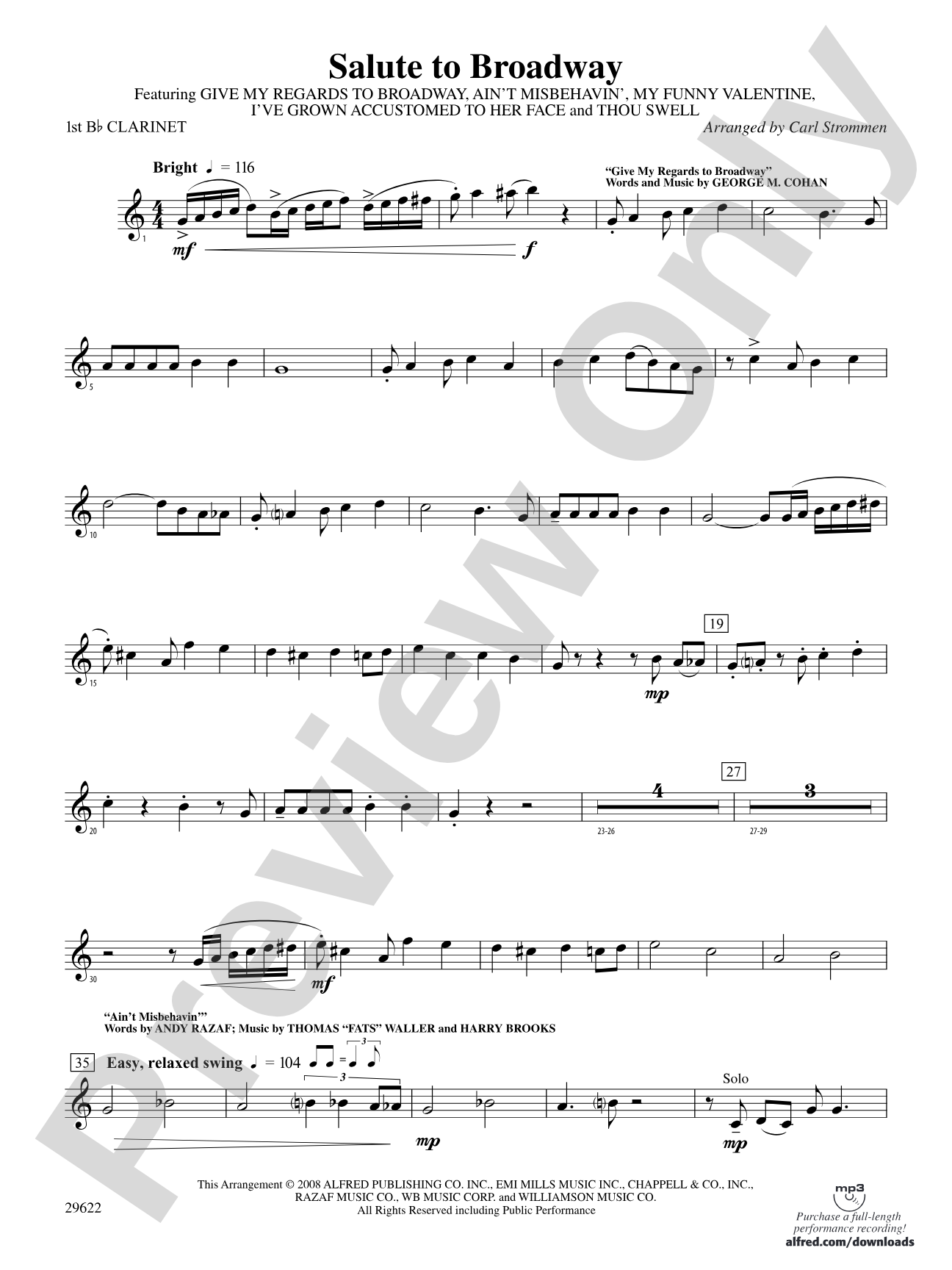Salute to Broadway: 1st B-flat Clarinet