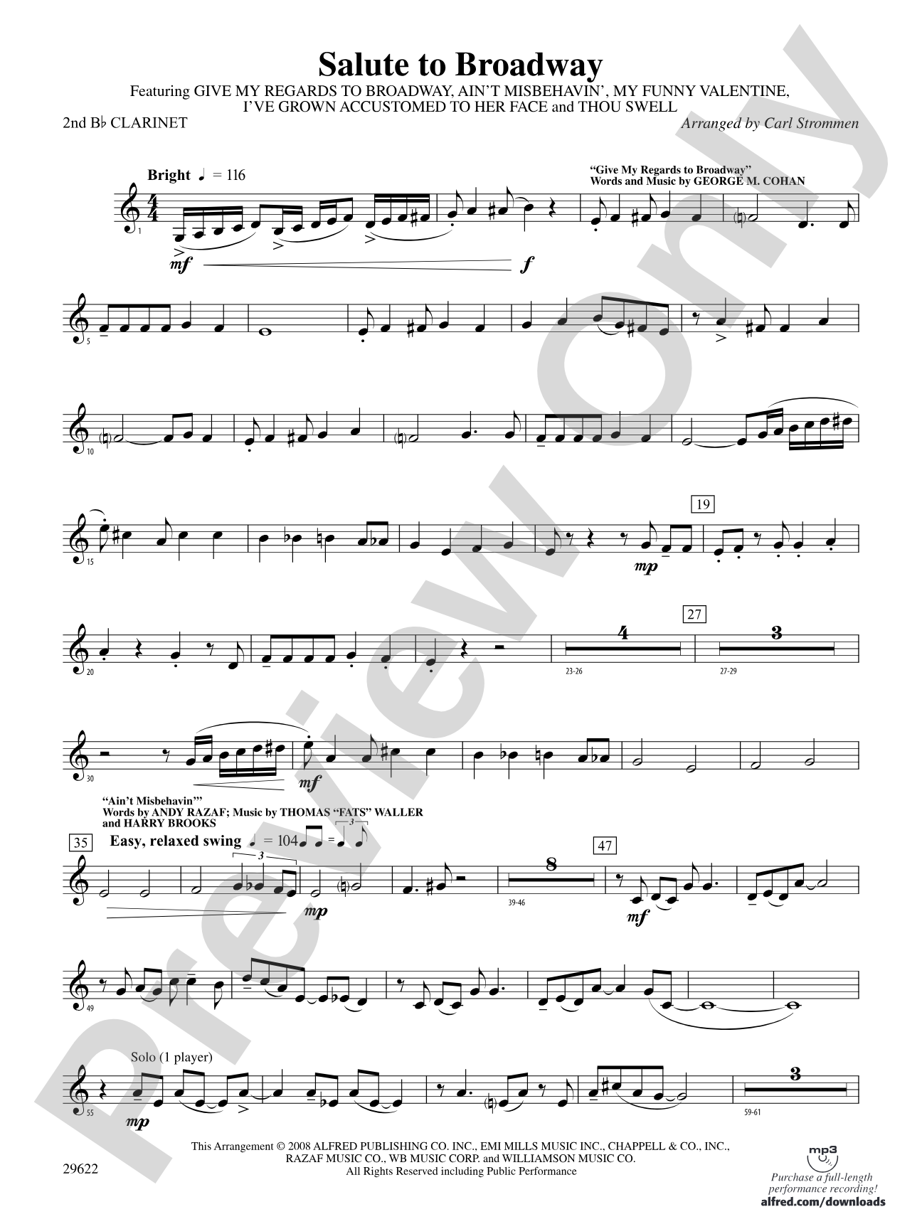 Salute to Broadway: 2nd B-flat Clarinet