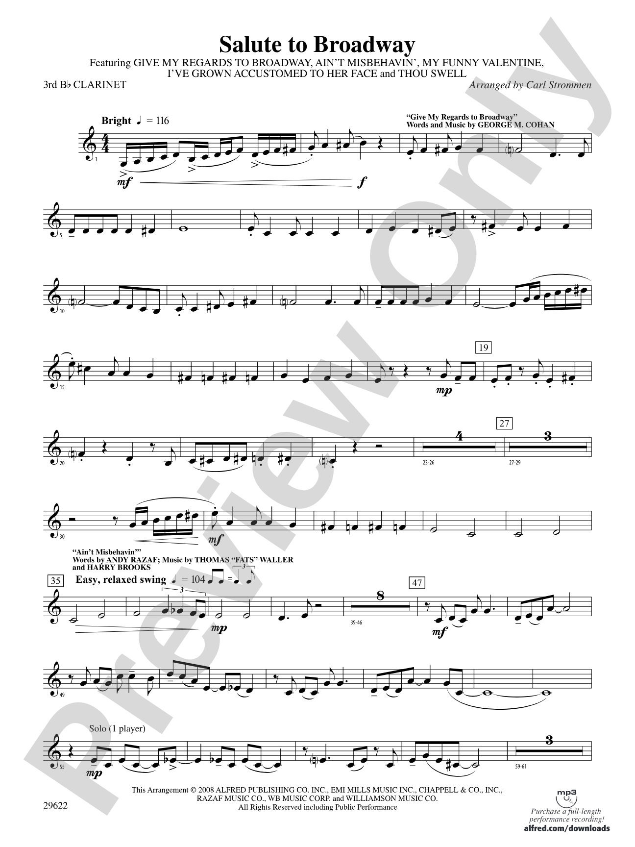 Salute to Broadway: 3rd B-flat Clarinet