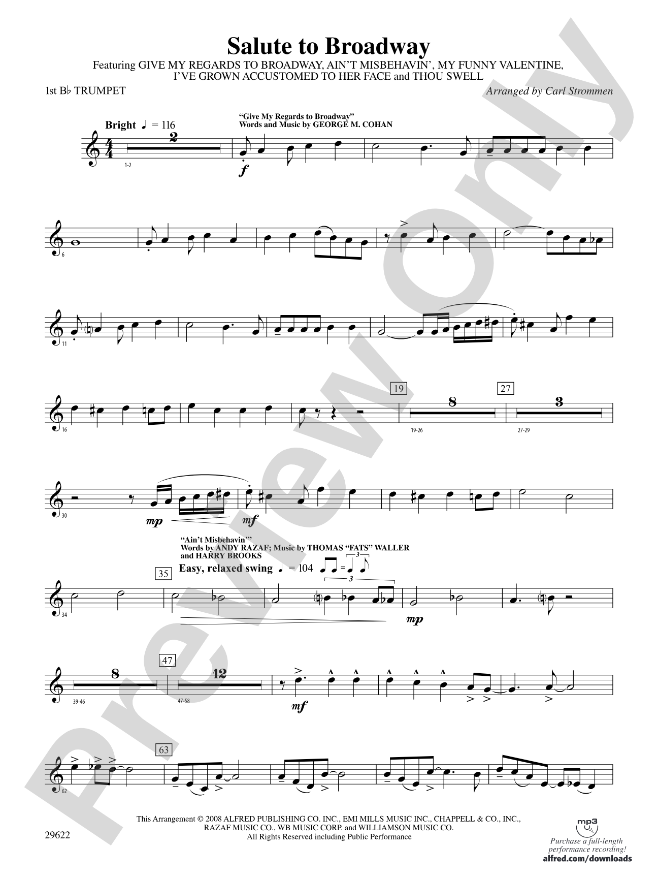 Salute to Broadway: 1st B-flat Trumpet