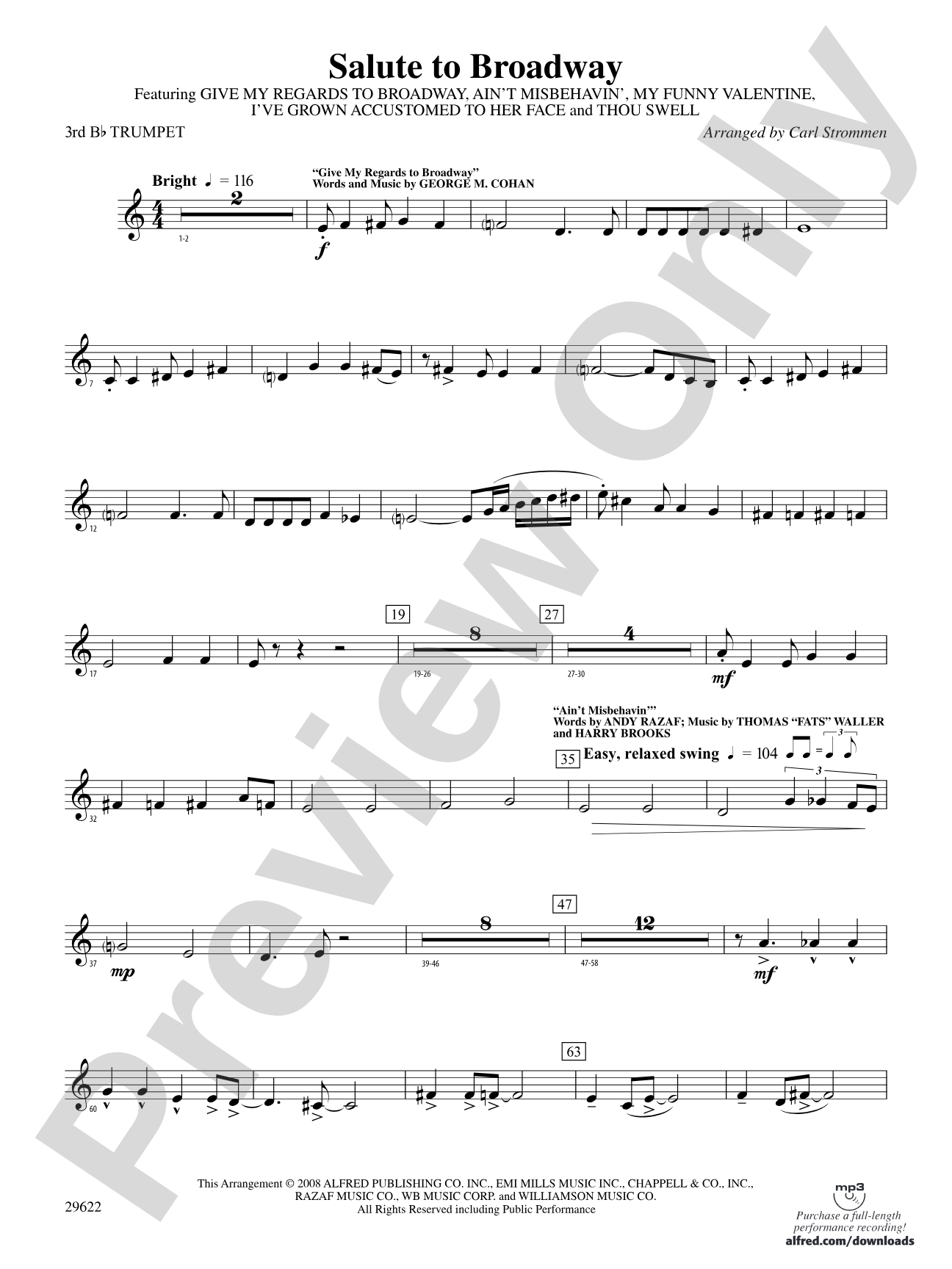 Salute to Broadway: 3rd B-flat Trumpet