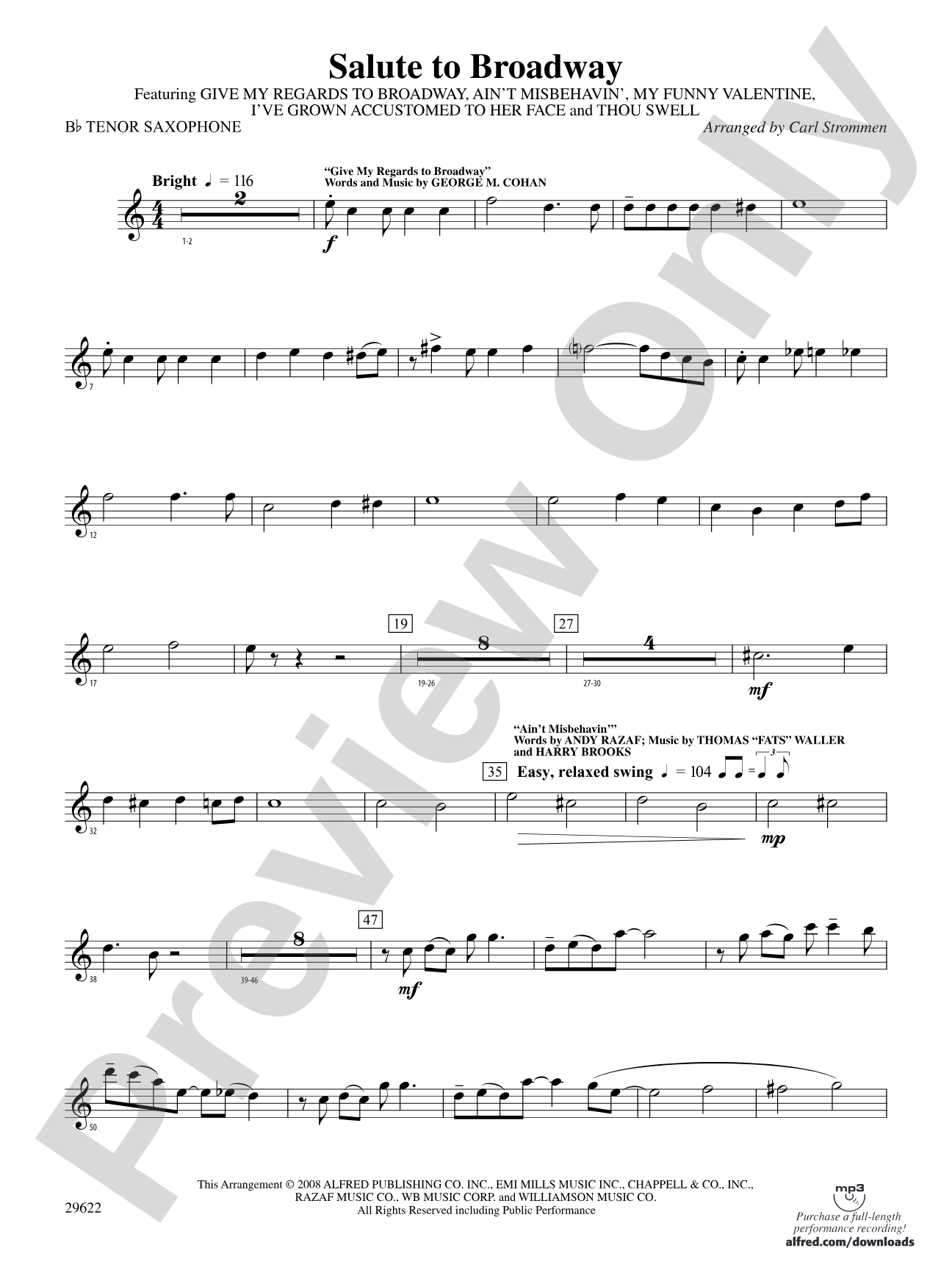 Salute to Broadway: B-flat Tenor Saxophone