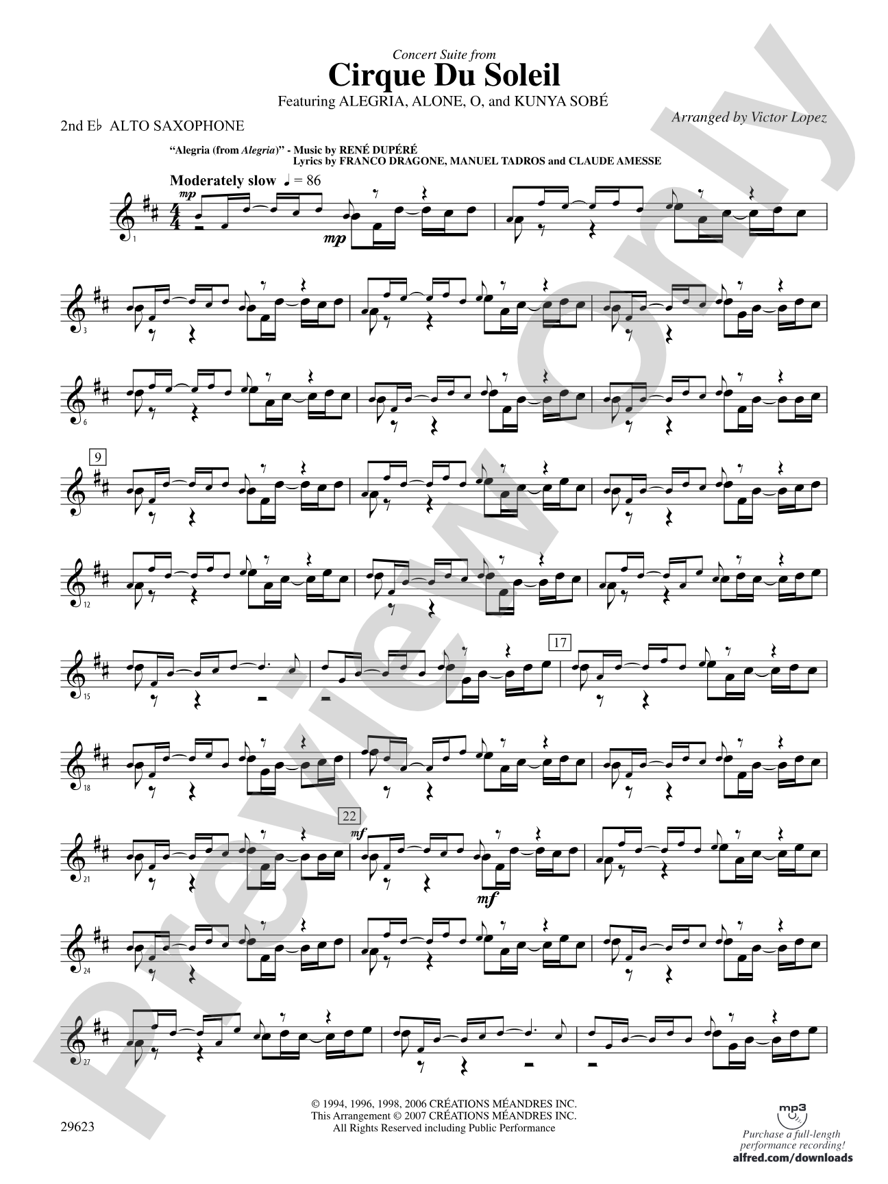 Cirque du Soleil: 2nd E-flat Alto Saxophone