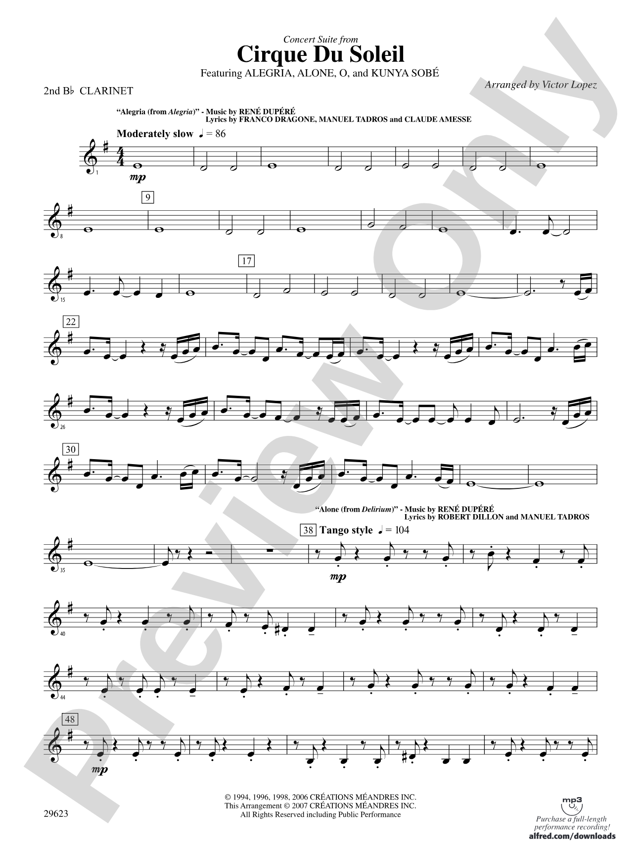 Cirque du Soleil: 2nd B-flat Clarinet