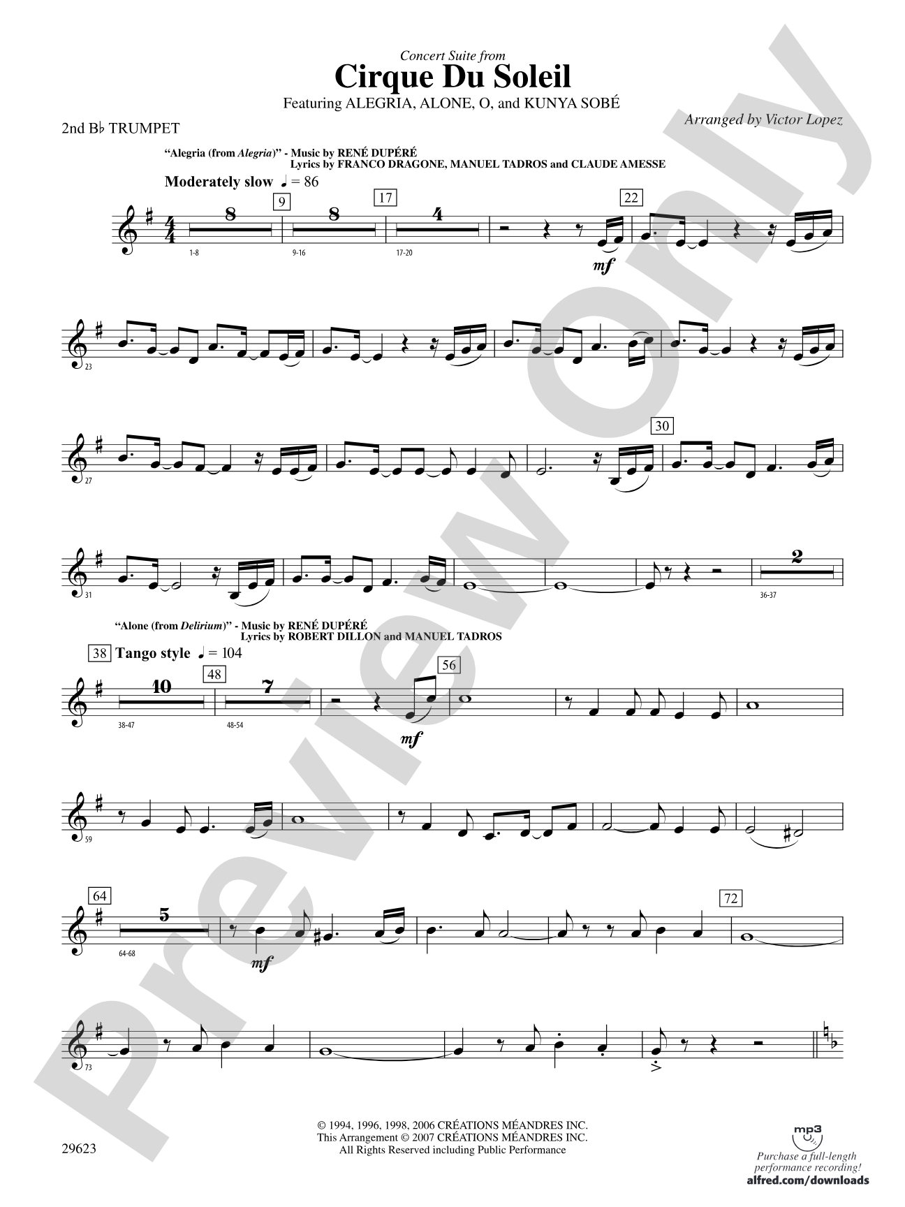 Cirque du Soleil: 2nd B-flat Trumpet