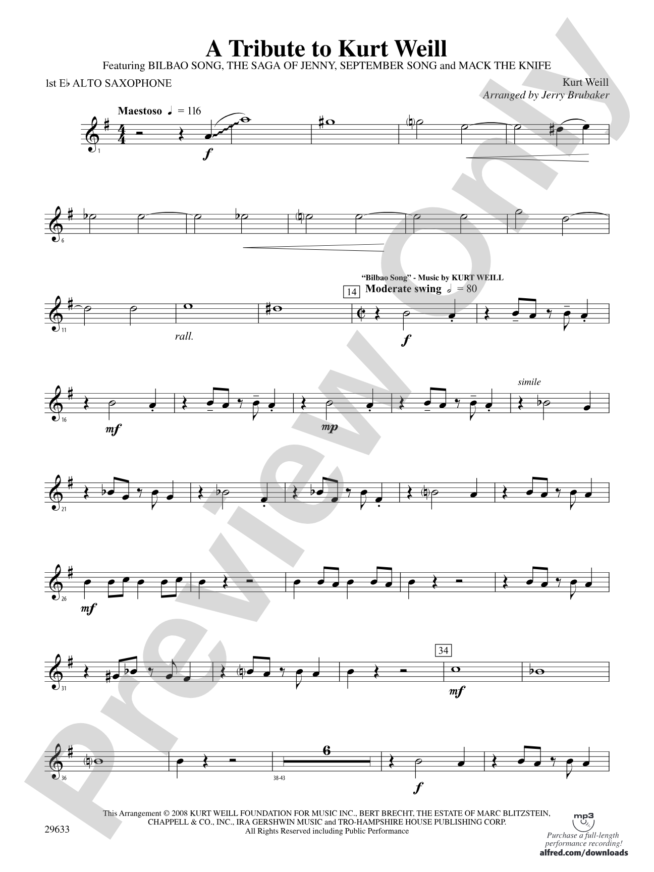 A Tribute to Kurt Weill: E-flat Alto Saxophone