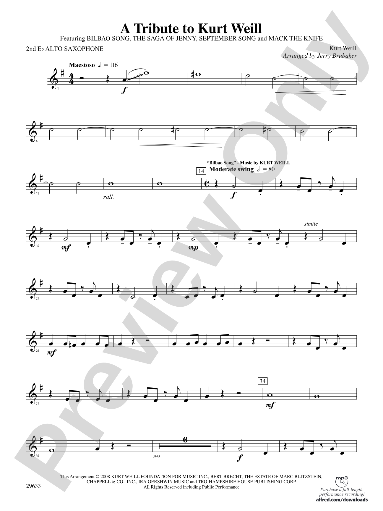 A Tribute to Kurt Weill: 2nd E-flat Alto Saxophone