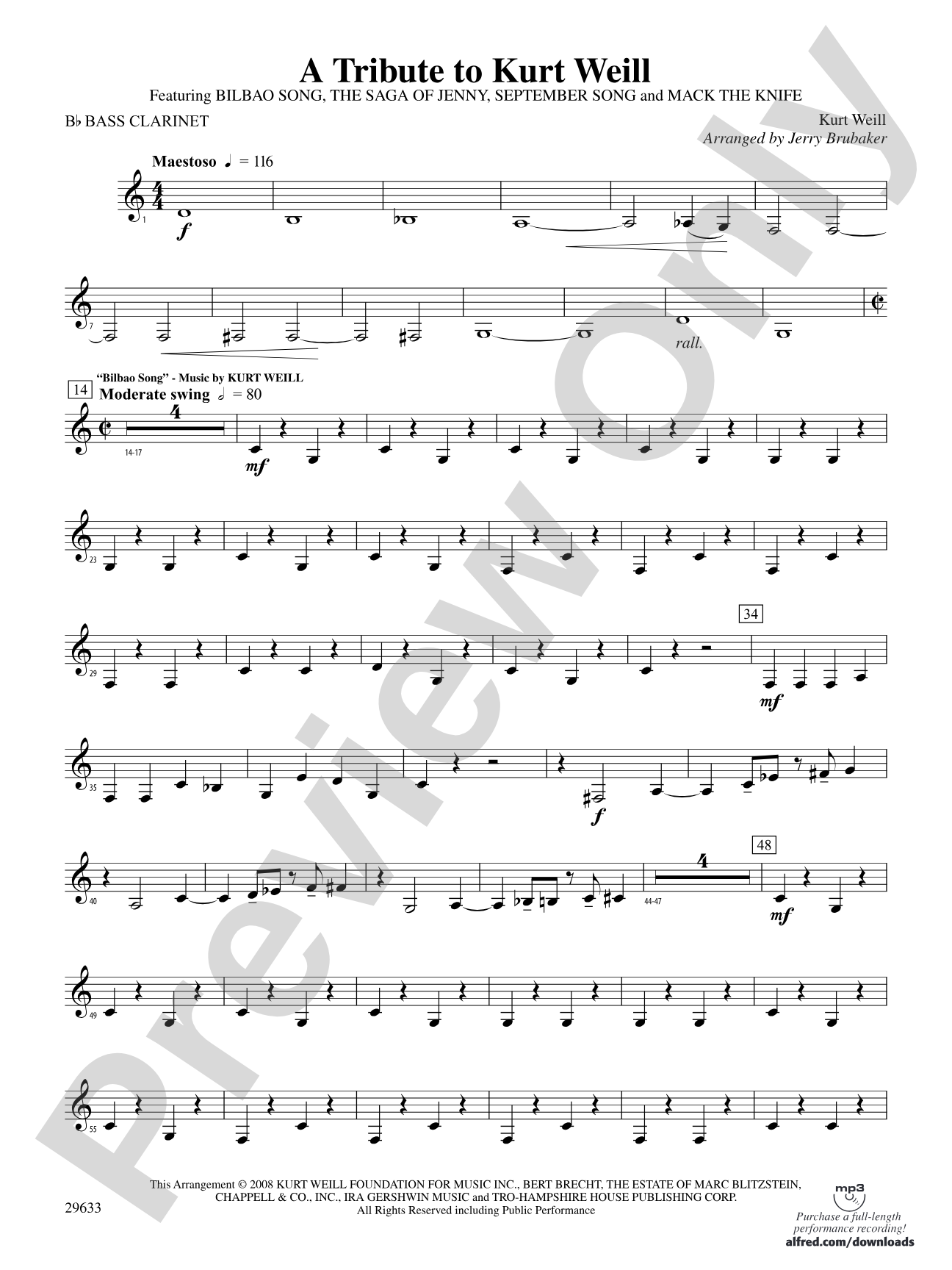 A Tribute to Kurt Weill: B-flat Bass Clarinet