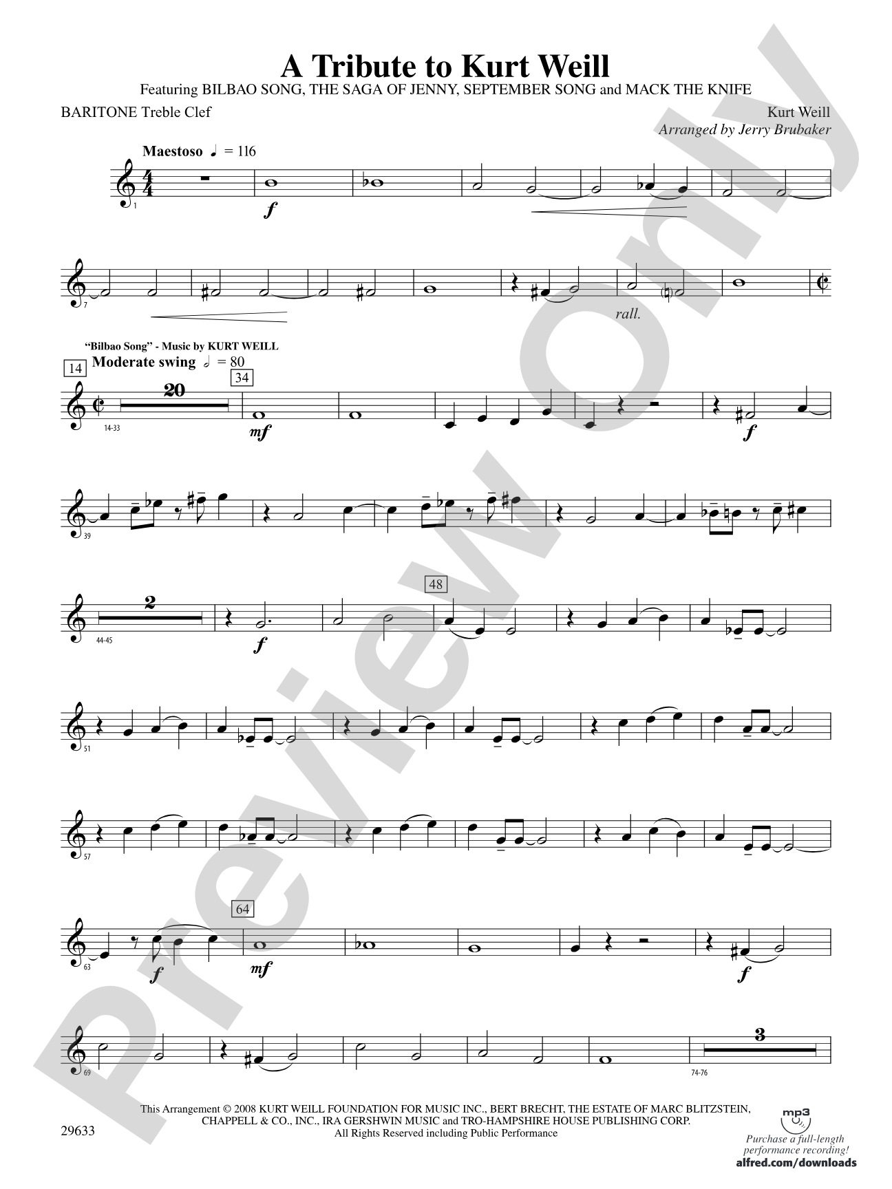 A Tribute to Kurt Weill: Baritone T.C.