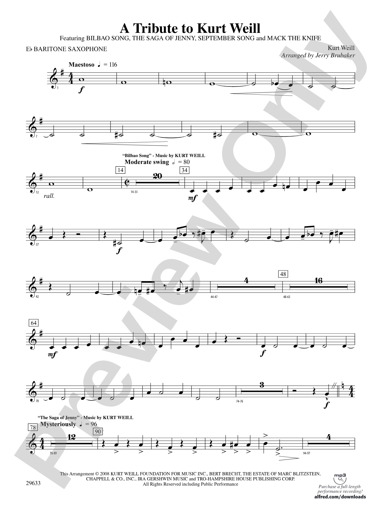 A Tribute to Kurt Weill: E-flat Baritone Saxophone