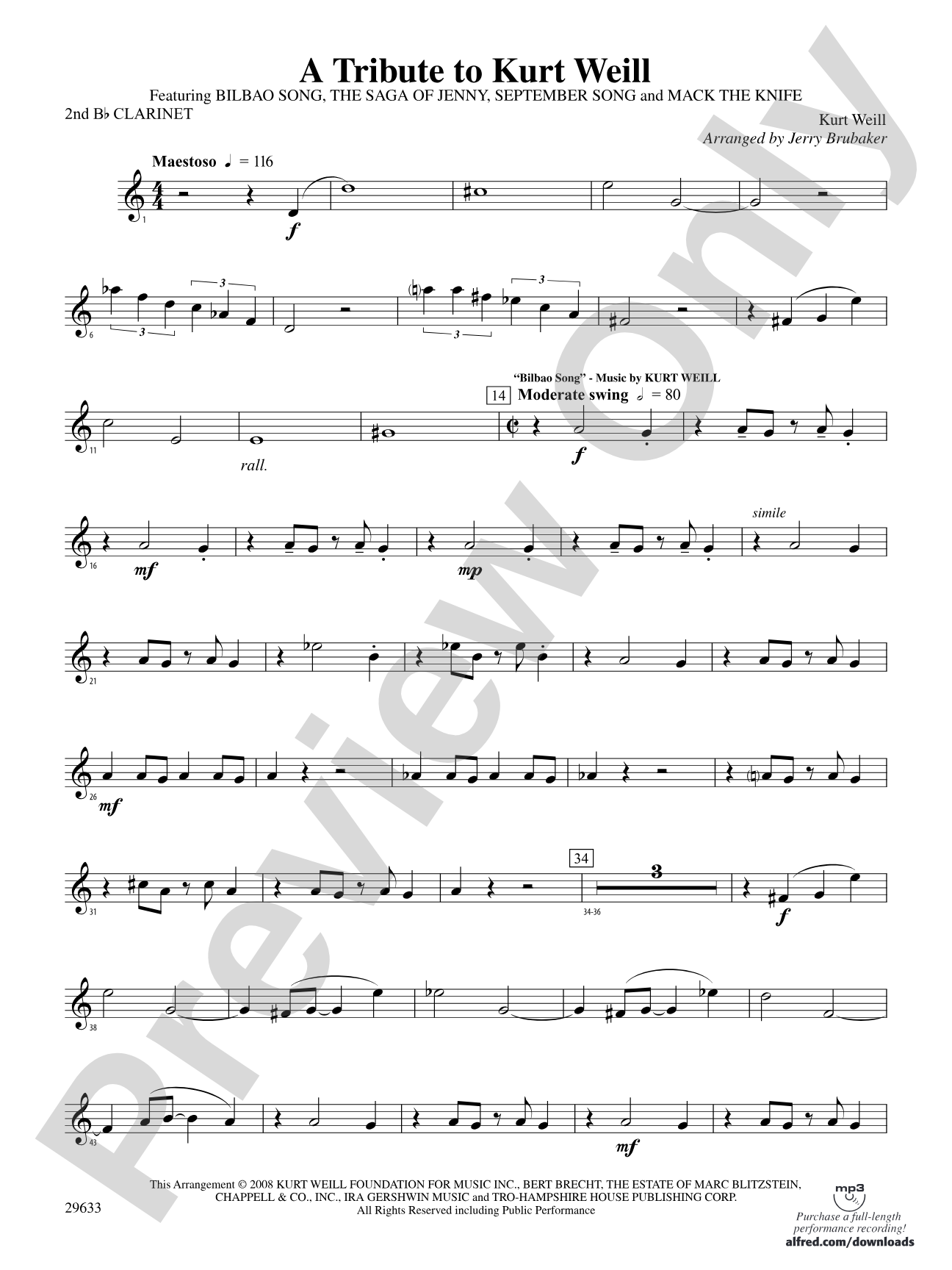 A Tribute to Kurt Weill: 2nd B-flat Clarinet