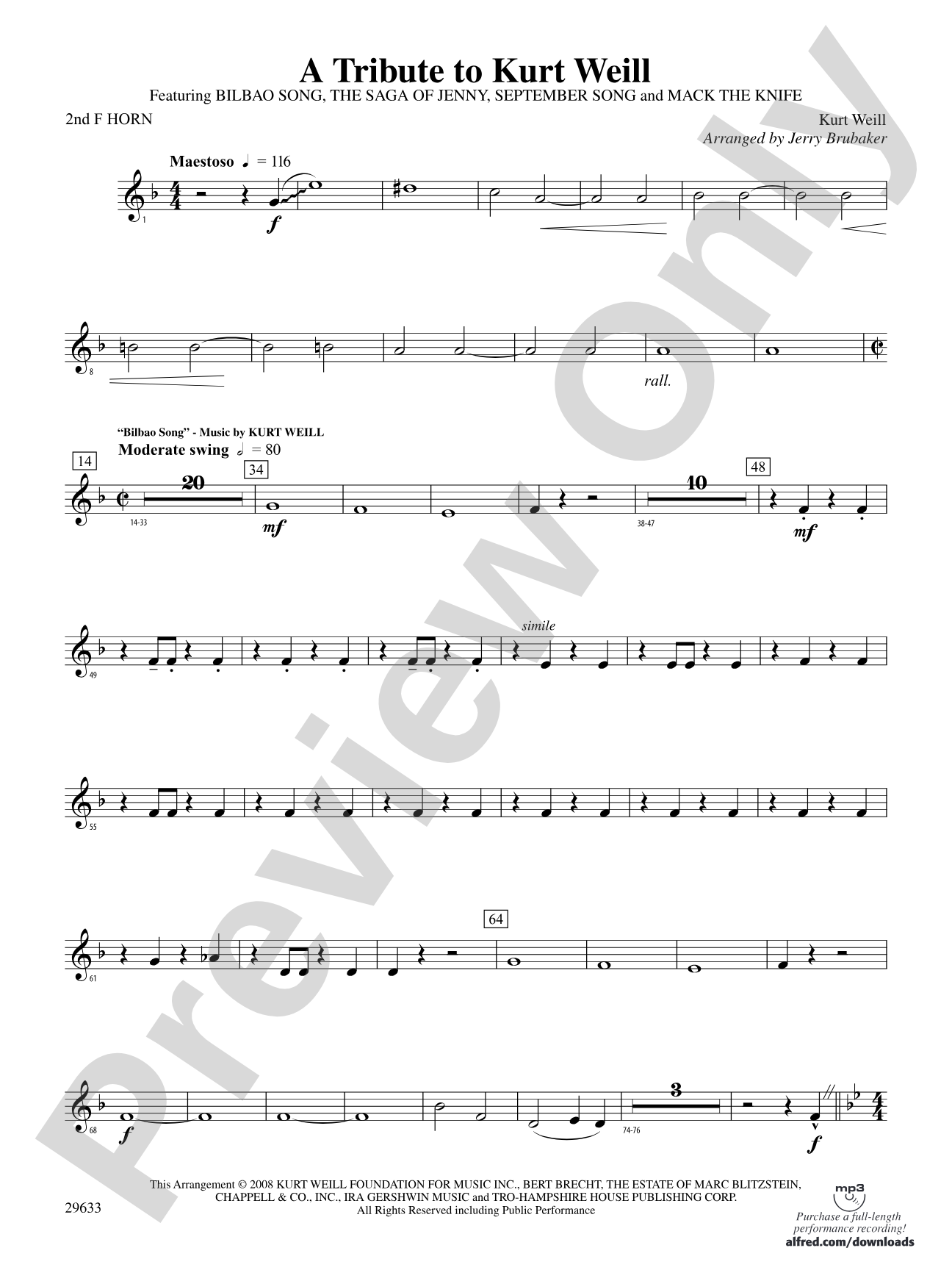 A Tribute to Kurt Weill: 2nd F Horn