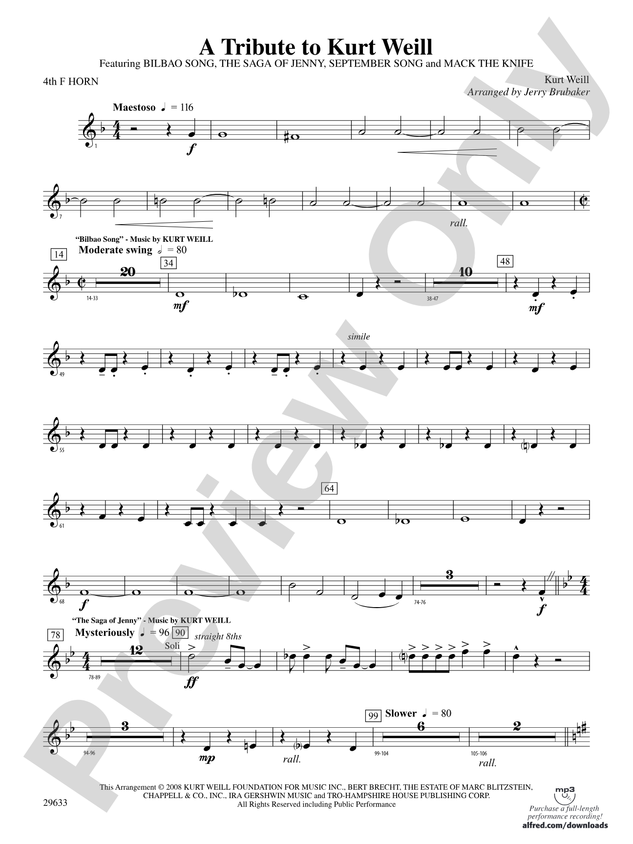 A Tribute to Kurt Weill: 4th F Horn